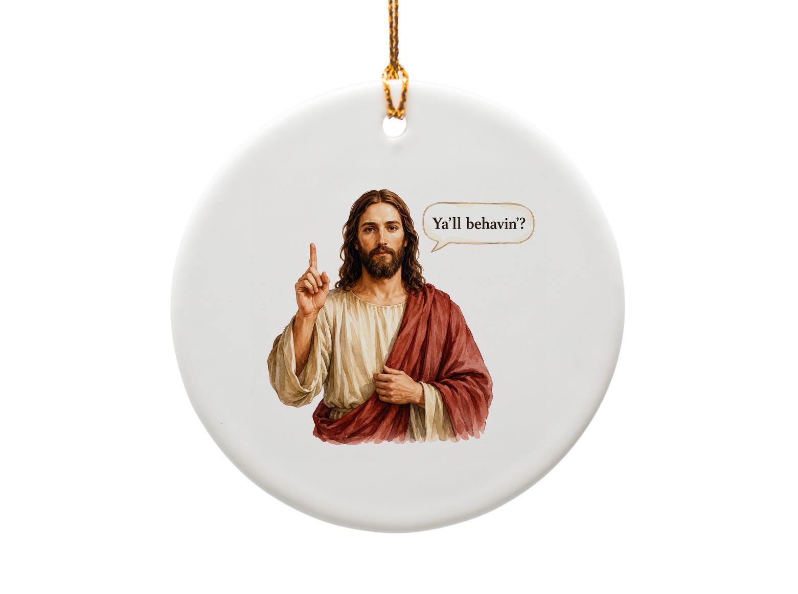 Ya'll Behavin'? Funny Christmas Card Jesus Holiday Greeting Card For Spouse Husband Boyfriend Religious Card O1654