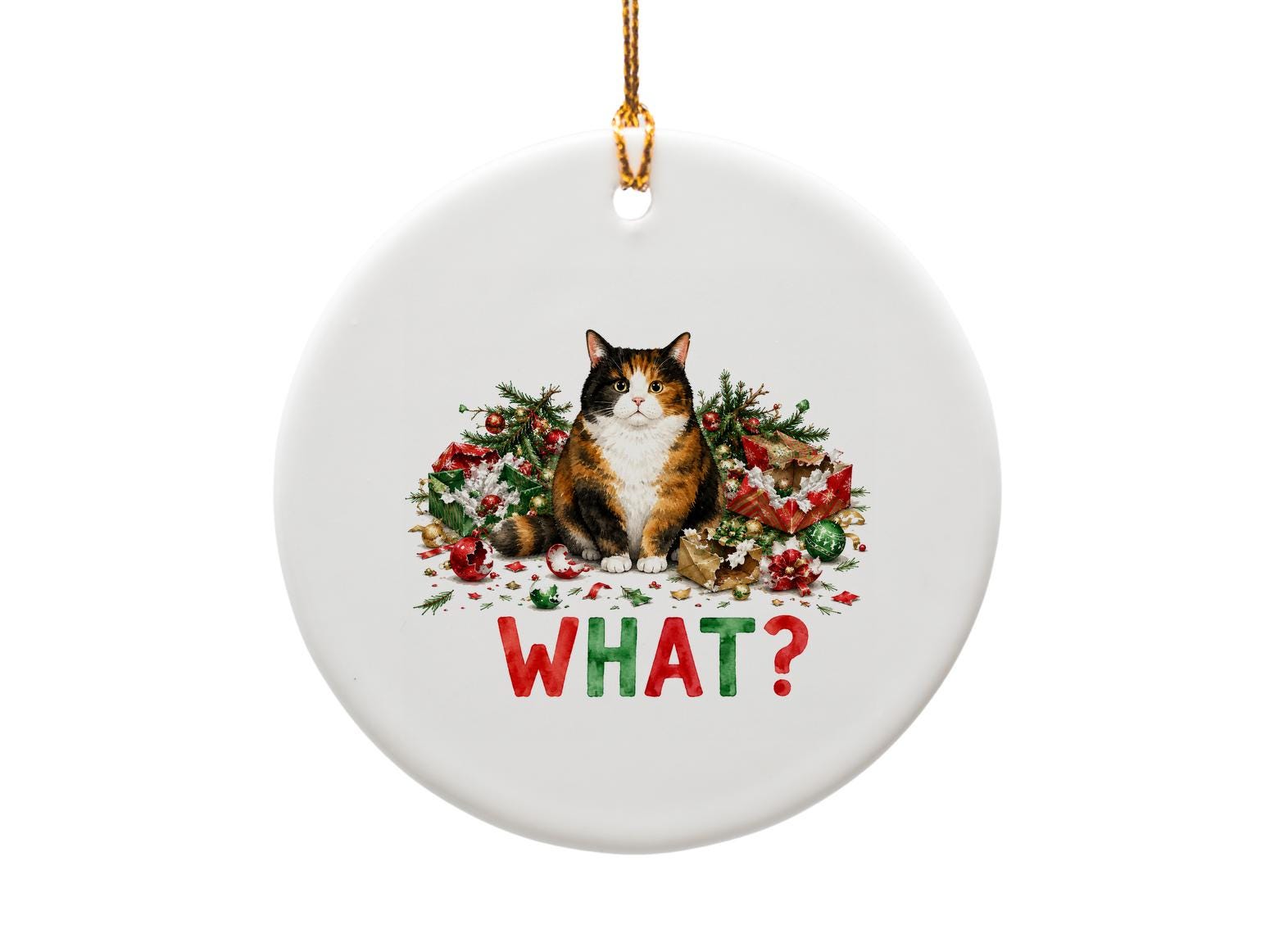 What? Funny Cat Christmas Ornament Festive Holiday Decor Cute Kitty Xmas Tree Decoration Gift For Cat Lovers O1655