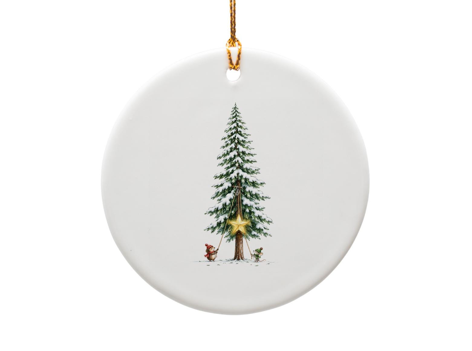 Christmas Tree Ornament With Star Cute Animal Holiday Decoration Winter Wonderland Christmas Decor Gift O1664