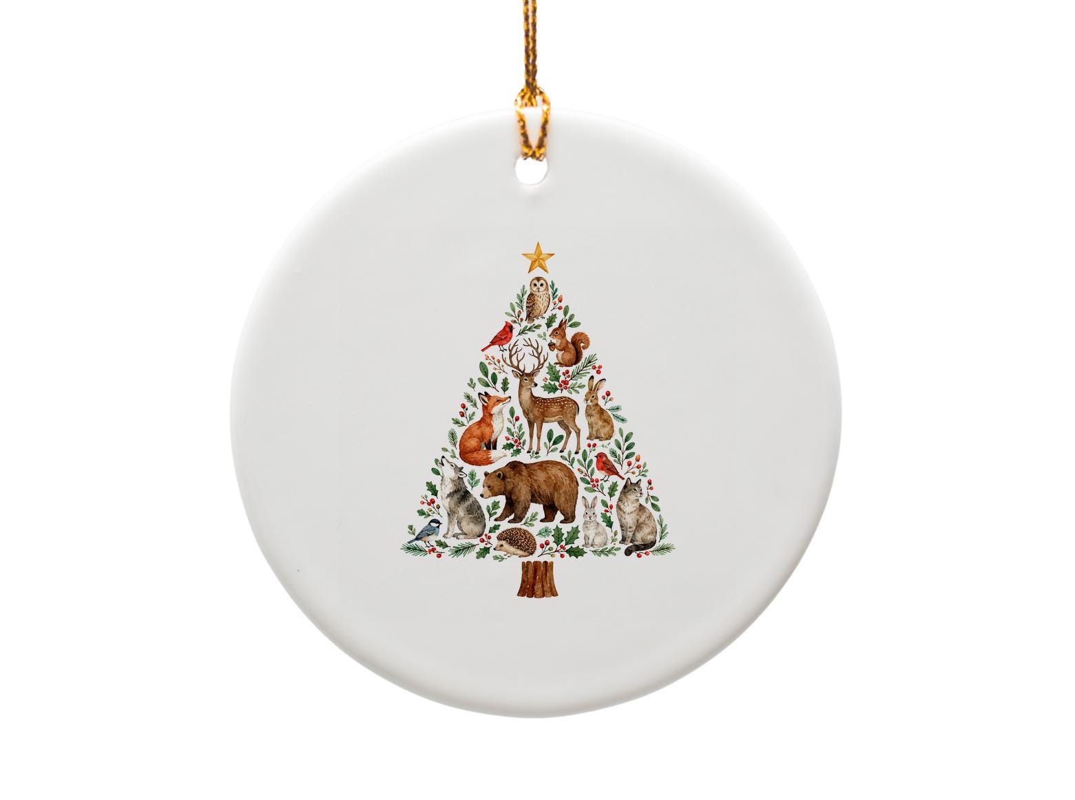 Woodland Animal Christmas Tree Ornament Holiday Decor Cute Forest Creatures Festive Decoration For Nature Lover Winter O1675