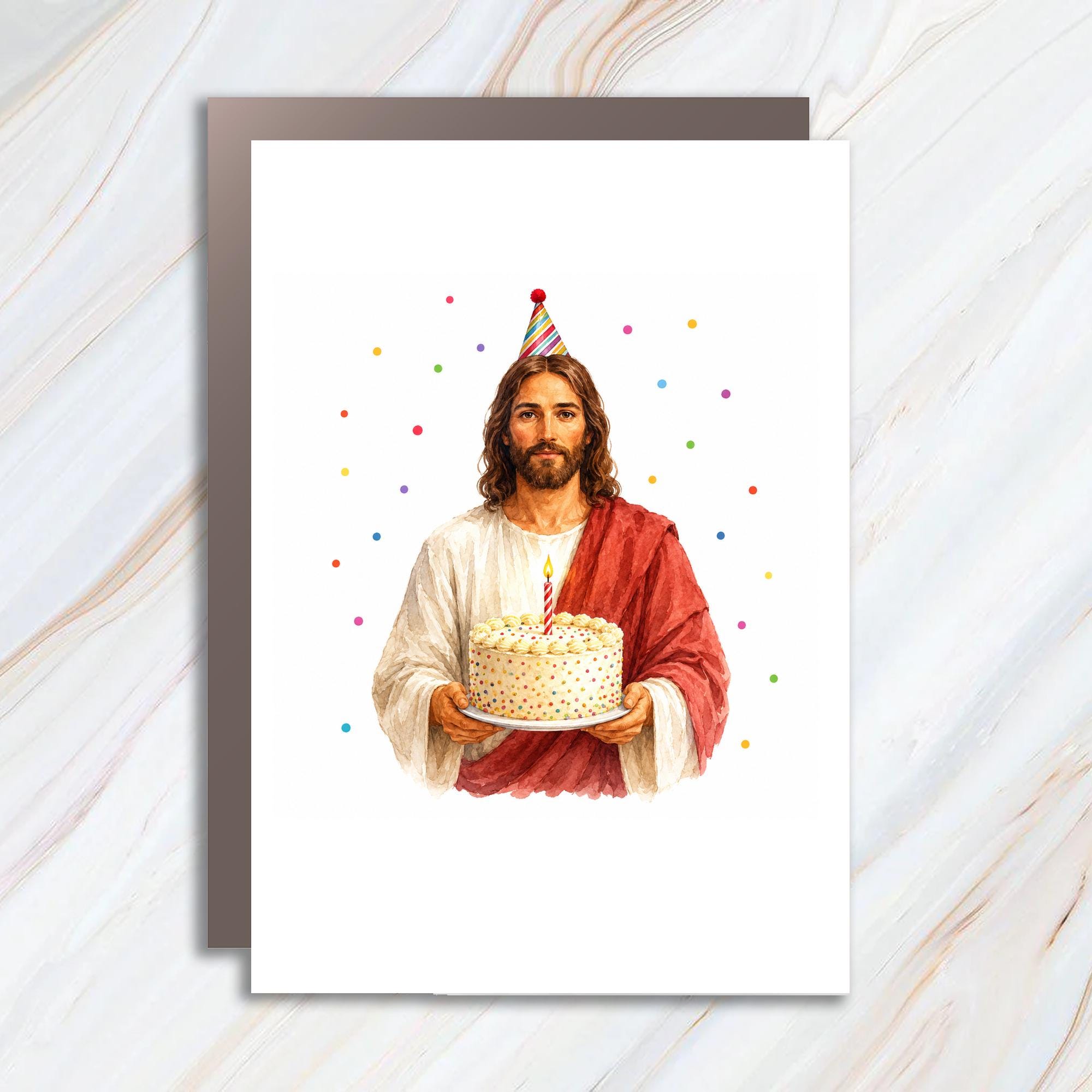 Jesus Birthday Card Funny Religious Greeting Card Party Hat Cake Celebration For Friend Unique Birthday Card C1701