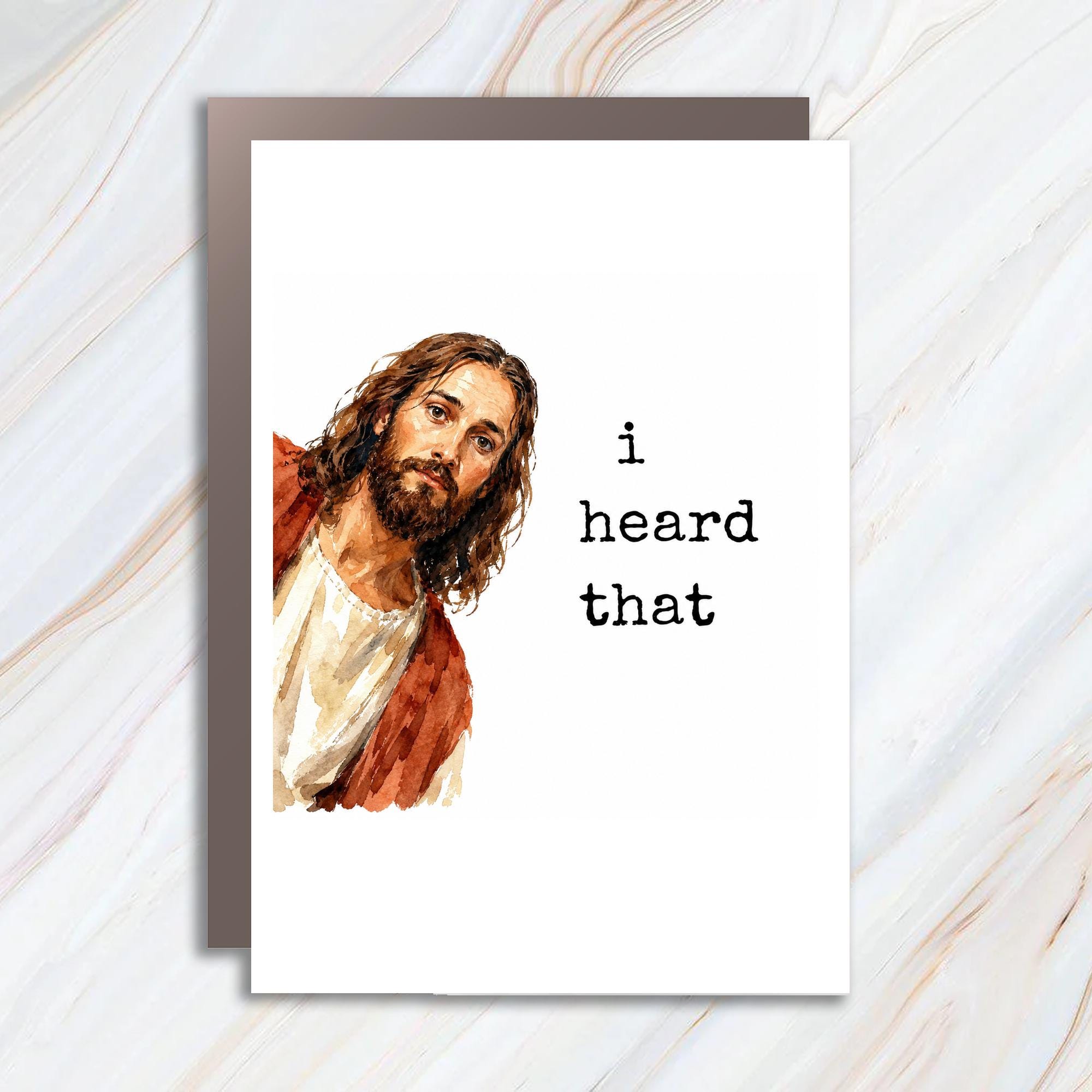 I Heard That Funny Greeting Card Watercolor Jesus Everyday Card Religious Card For Friend Unique Christian Card C1707