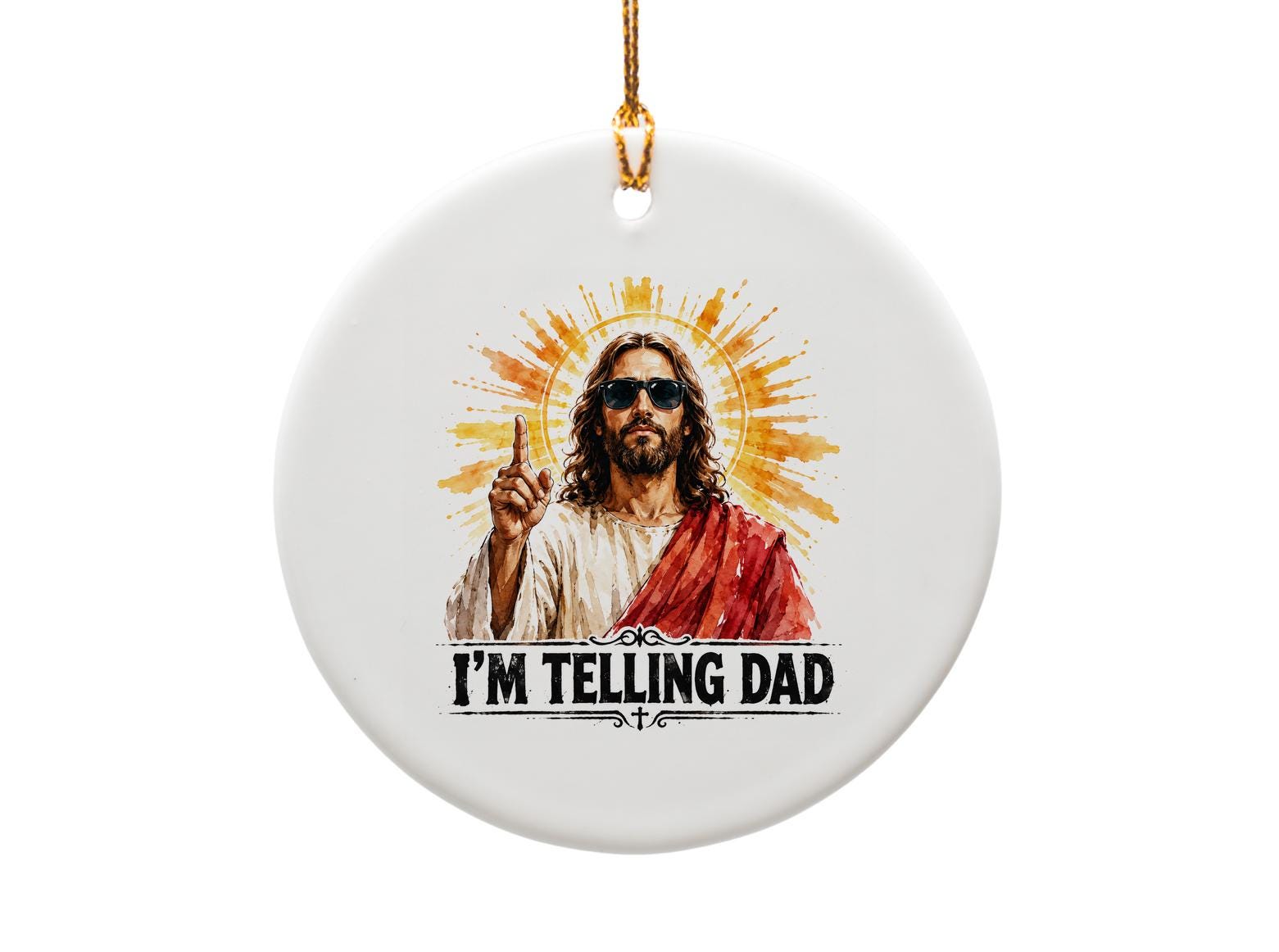 I'm Telling Dad Funny Jesus Ornament Christian Christmas Decor Religious Holiday Gift O1684