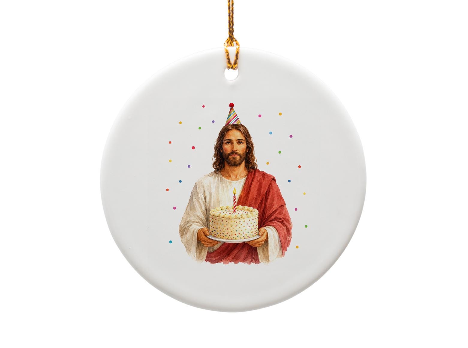 Jesus Birthday Cake Ornament Funny Christmas Ornament Religious Holiday Decor Unique Gift Idea O1701