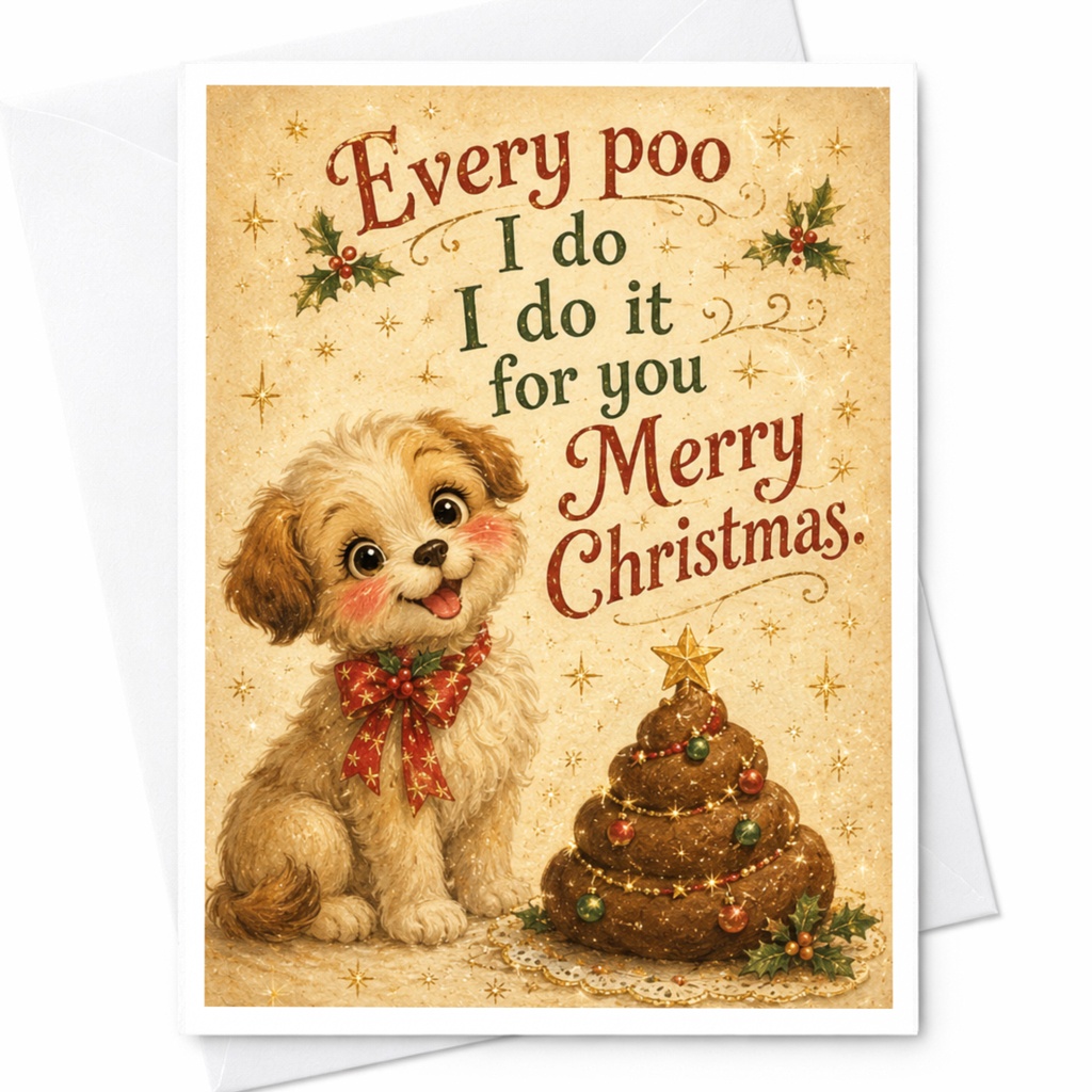 Every Poo I Do I Do It For You Merry Christmas Card Cute Dog Holiday Greeting Card Funny Xmas Card For Dog Lovers C6954