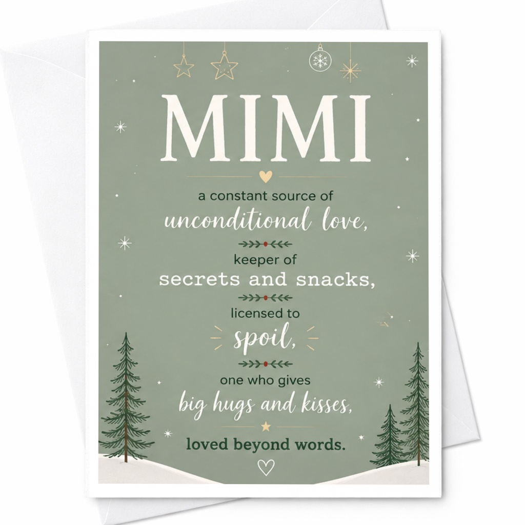Mimi Unconditional Love Appreciation Card For Grandma Mimi Cute Sentimental Greeting Card From Grandkids Heartfelt C6985