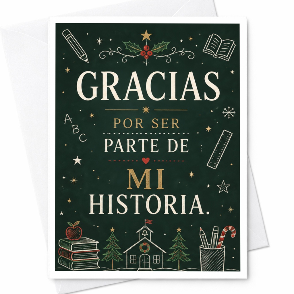 Gracias Por Ser Parte De Mi Historia Thank You Card Chalkboard Style Teacher Appreciation School Theme Gratitude Card C7003