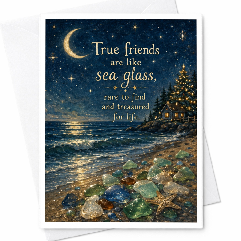 True Friends Are Like Sea Glass Friendship Card Treasured For Life Sentimental Greeting Card For Best Friend Beach Scene C7006