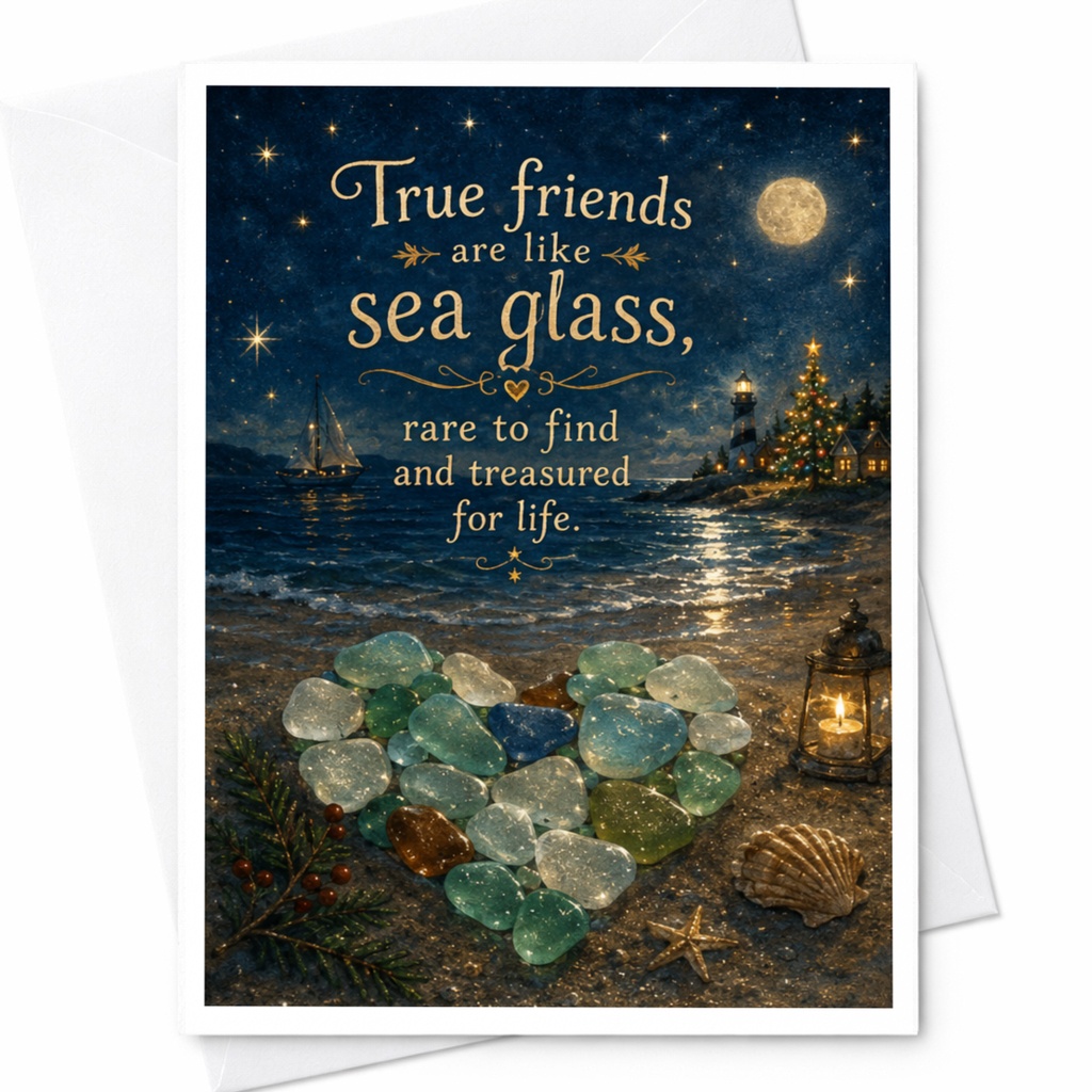 True Friends Are Like Sea Glass Friendship Card Treasured For Life Beach Scene Heartfelt Greeting Card For Best Friend C7007