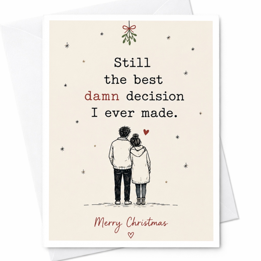 Still The Best Damn Decision I Ever Made Merry Christmas Card Romantic Couple Holiday Greeting Card For Partner Cute Xmas C7022