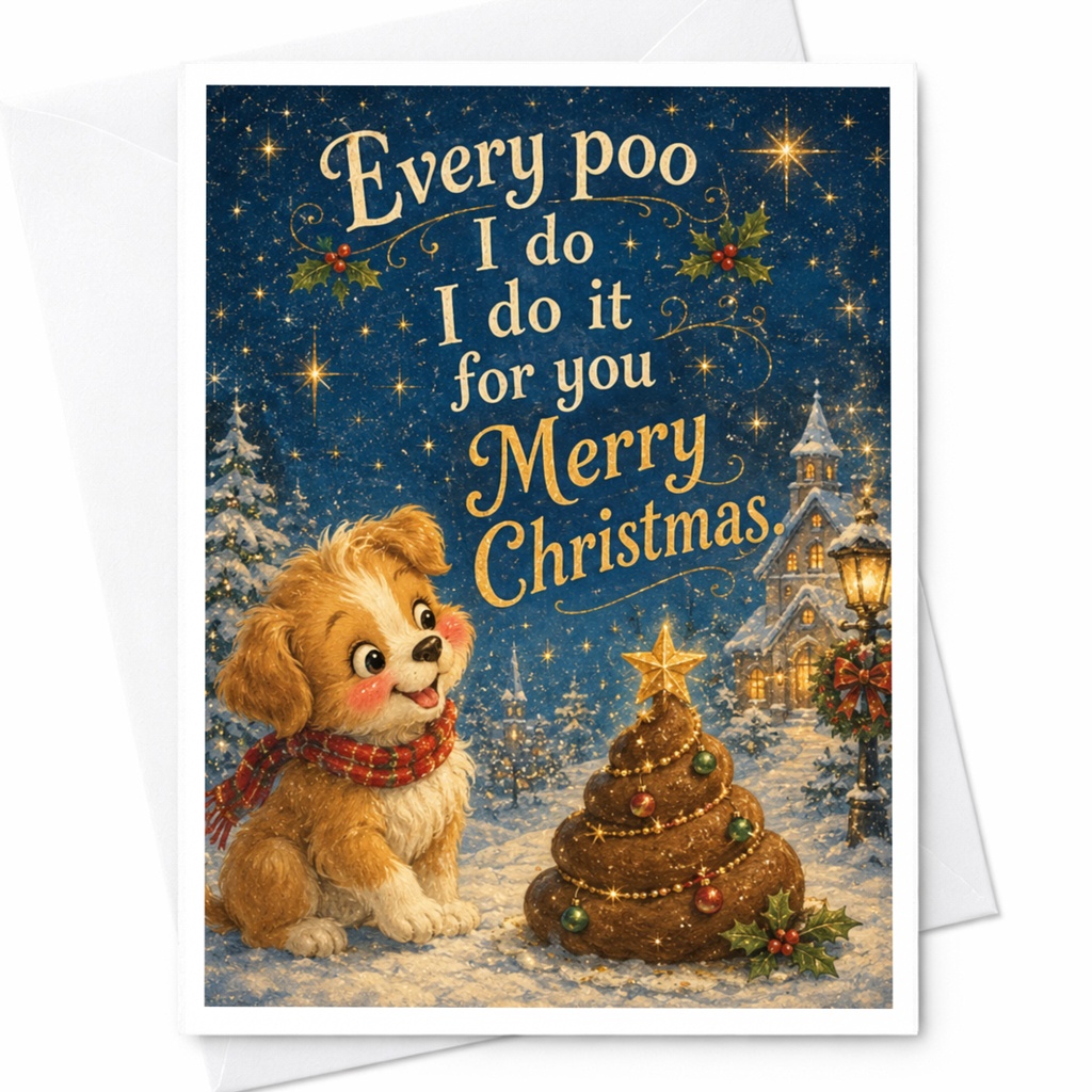 Every Poo I Do I Do It For You Merry Christmas Card Cute Dog Funny Holiday Greeting Card For Dog Lover Xmas Card C6955