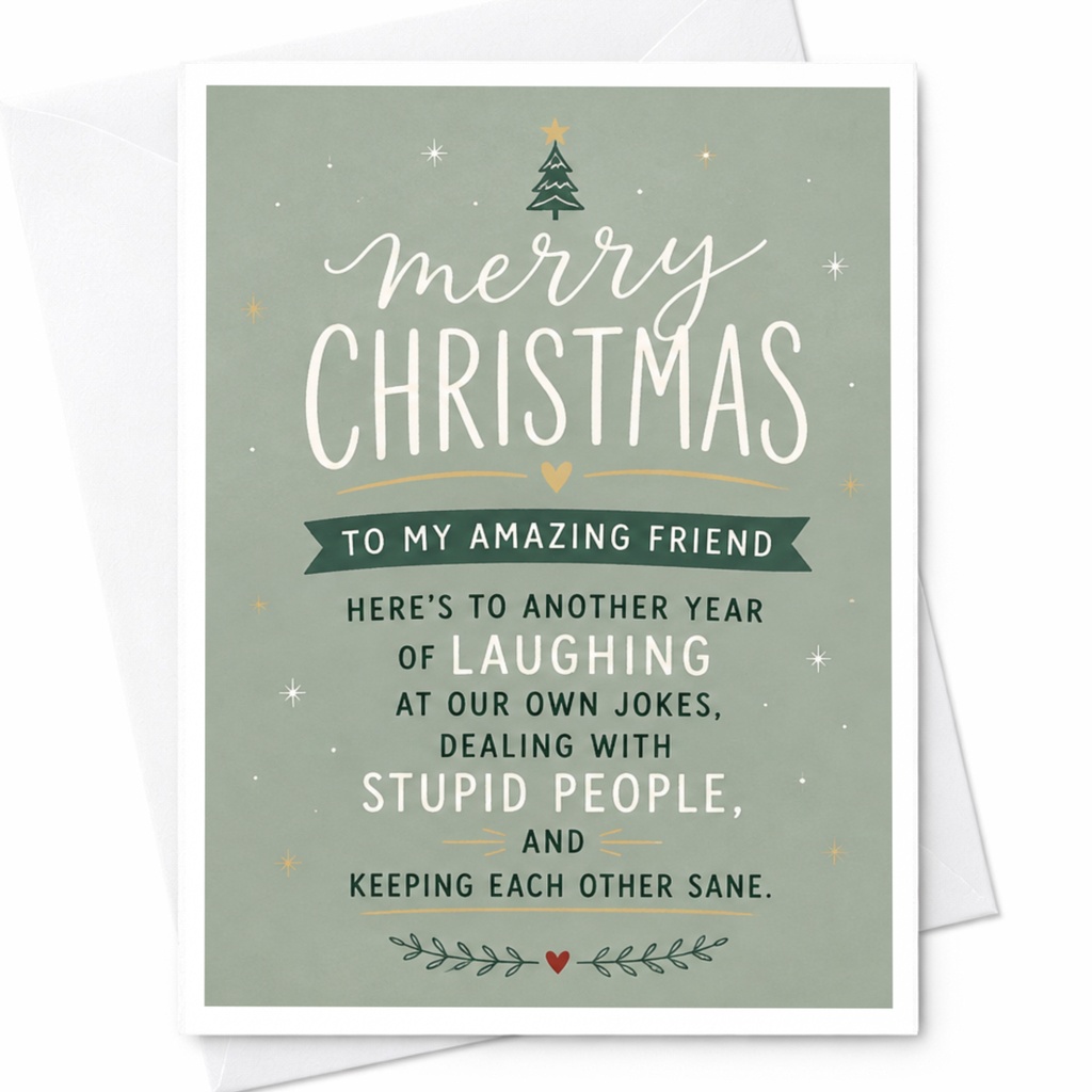 Merry Christmas To My Amazing Friend Funny Christmas Card Laughing Jokes Holiday Greeting Card For Friend C6969