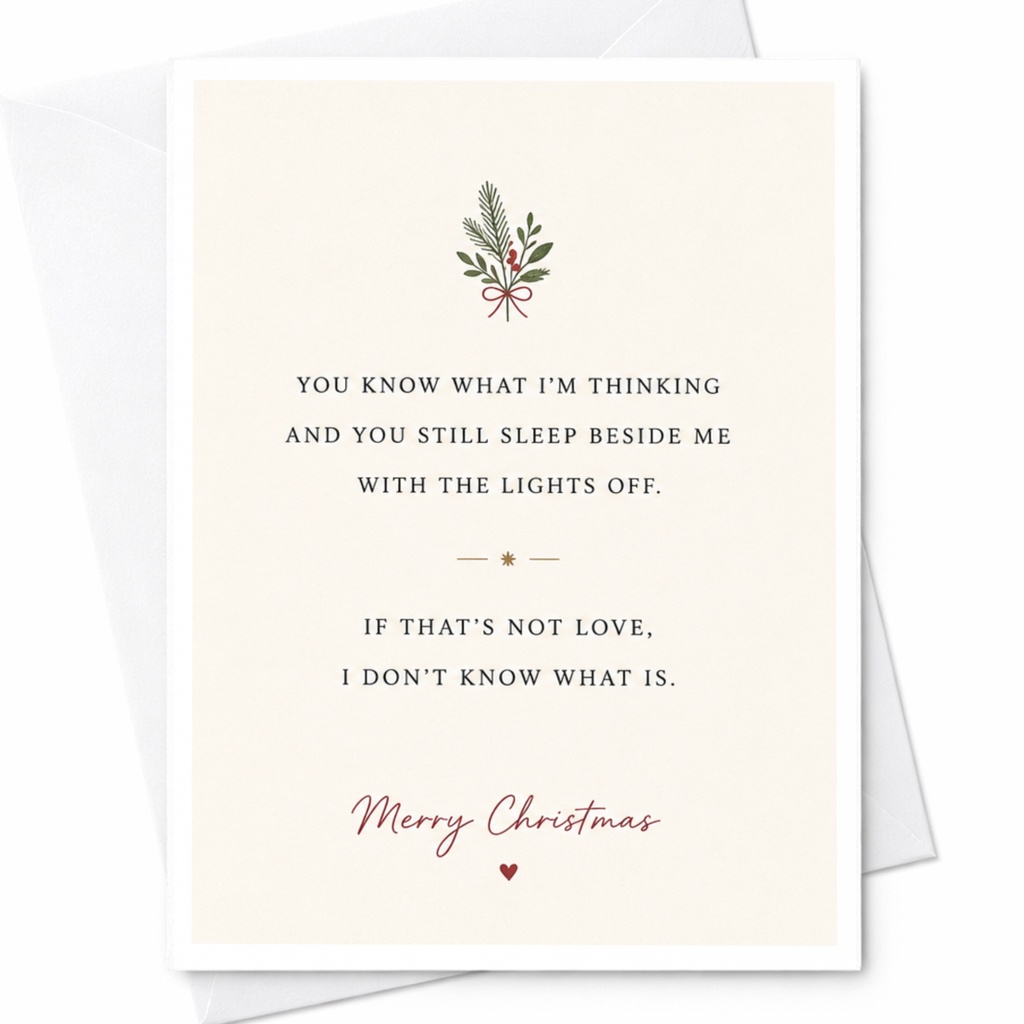 You Know What I'm Thinking Romantic Christmas Card For Partner Cute Holiday Greeting Card Merry Christmas Love Card C6996