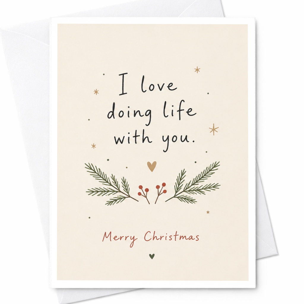 I Love Doing Life With You Merry Christmas Card Romantic Holiday Greeting Card For Partner Festive Greenery C7008