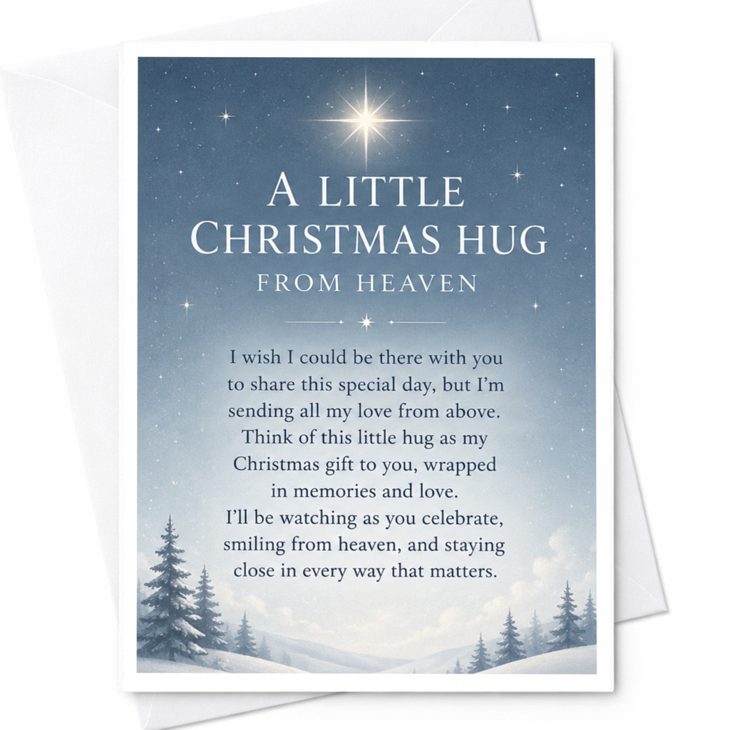 A Little Christmas Hug From Heaven Sentimental Christmas Card Starry Night Memorial Greeting Card For Loved Ones C7019