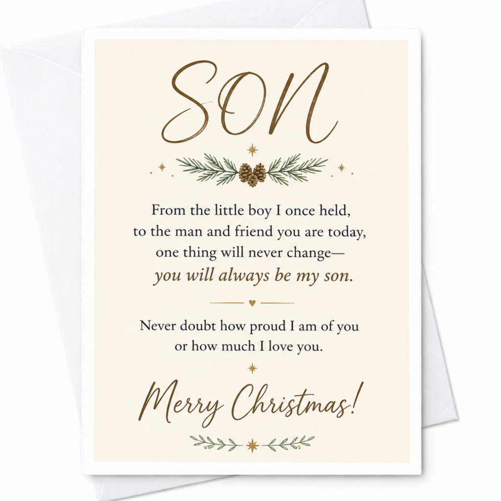 Son You Will Always Be My Son Merry Christmas Card For Son Proud Parent Holiday Greeting Card Sentimental Christmas Card C7026