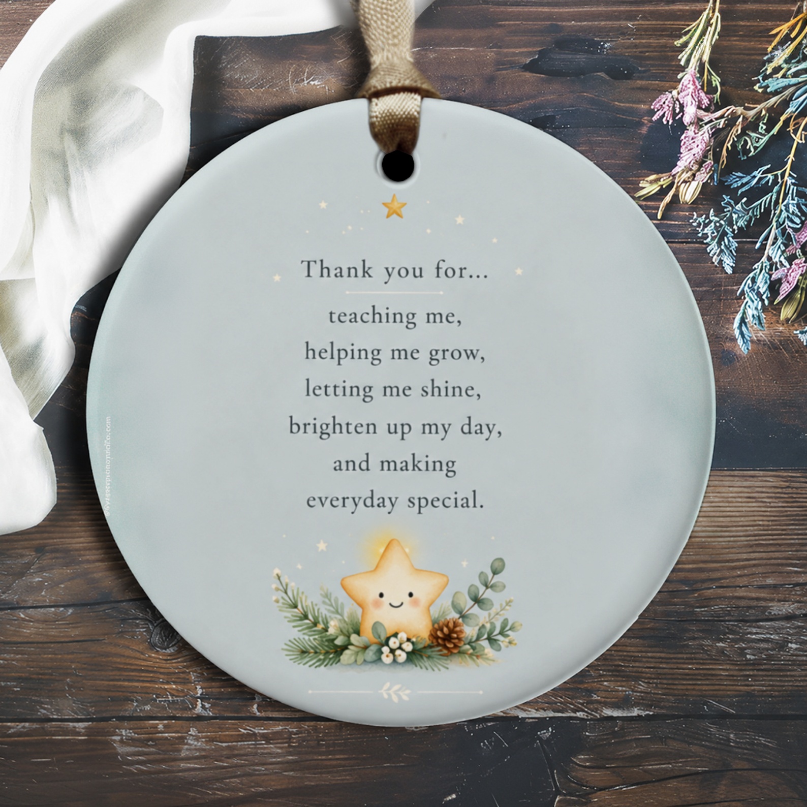Thank You For Teaching Me Ornament Cute Star Appreciation Gift Teacher Christmas Ornament Holiday Decor O2680