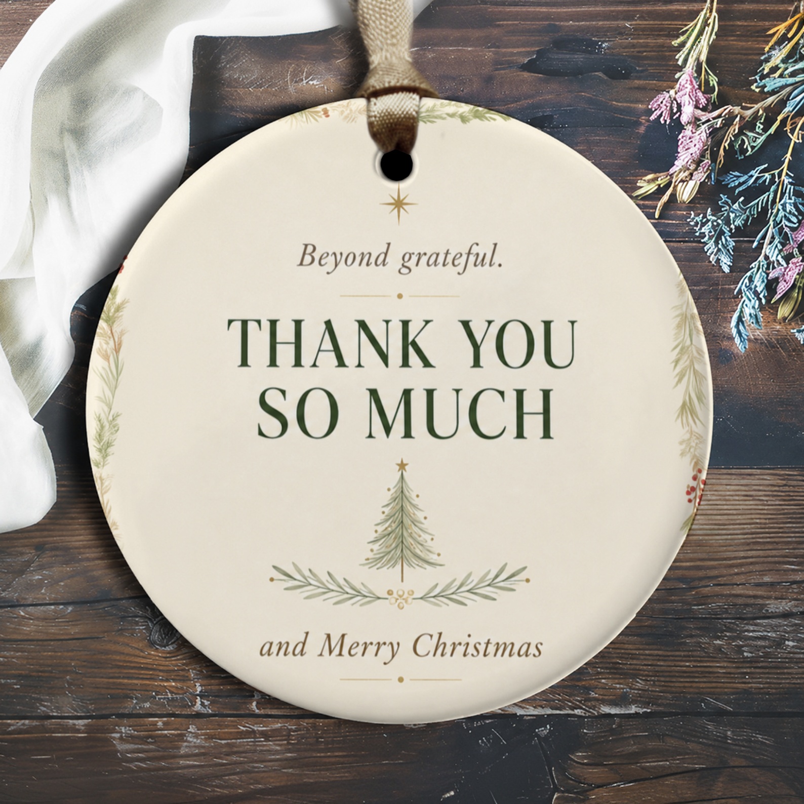 Beyond Grateful Thank You So Much Merry Christmas Ornament Festive Holiday Decor Tree Seasonal Gift O2683