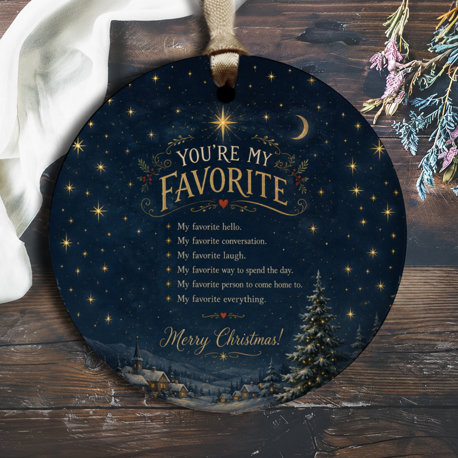 You're My Favorite Christmas Ornament Starry Night Scene Holiday Decor Gift For Loved One Romantic Winter Decoration O2687