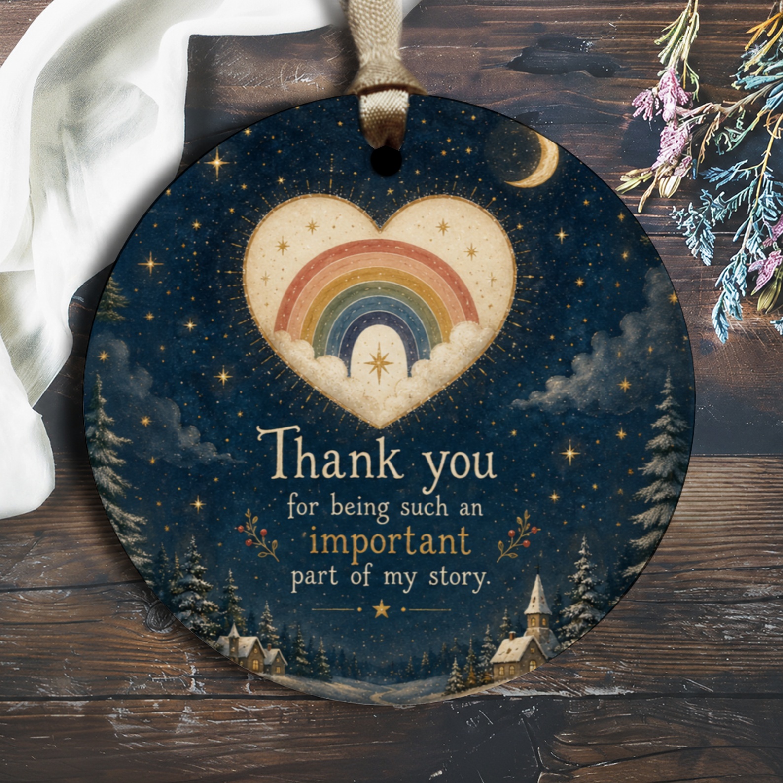 Thank You For Being Such An Important Part Of My Story Ornament Rainbow Heart Night Sky Thank You Gift Keepsake O2695