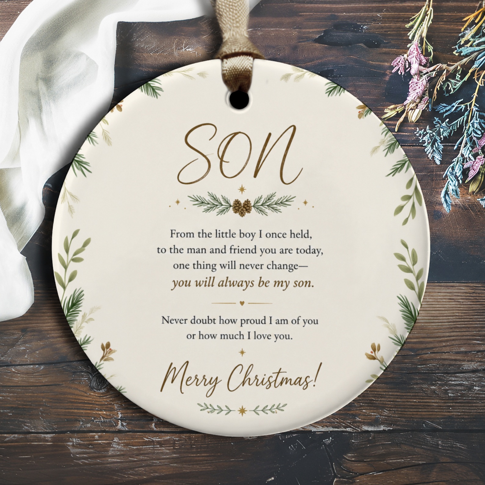 Son Sentimental Christmas Ornament For Son Heartfelt Holiday Decoration Proud Parent Gift Keepsake O2700