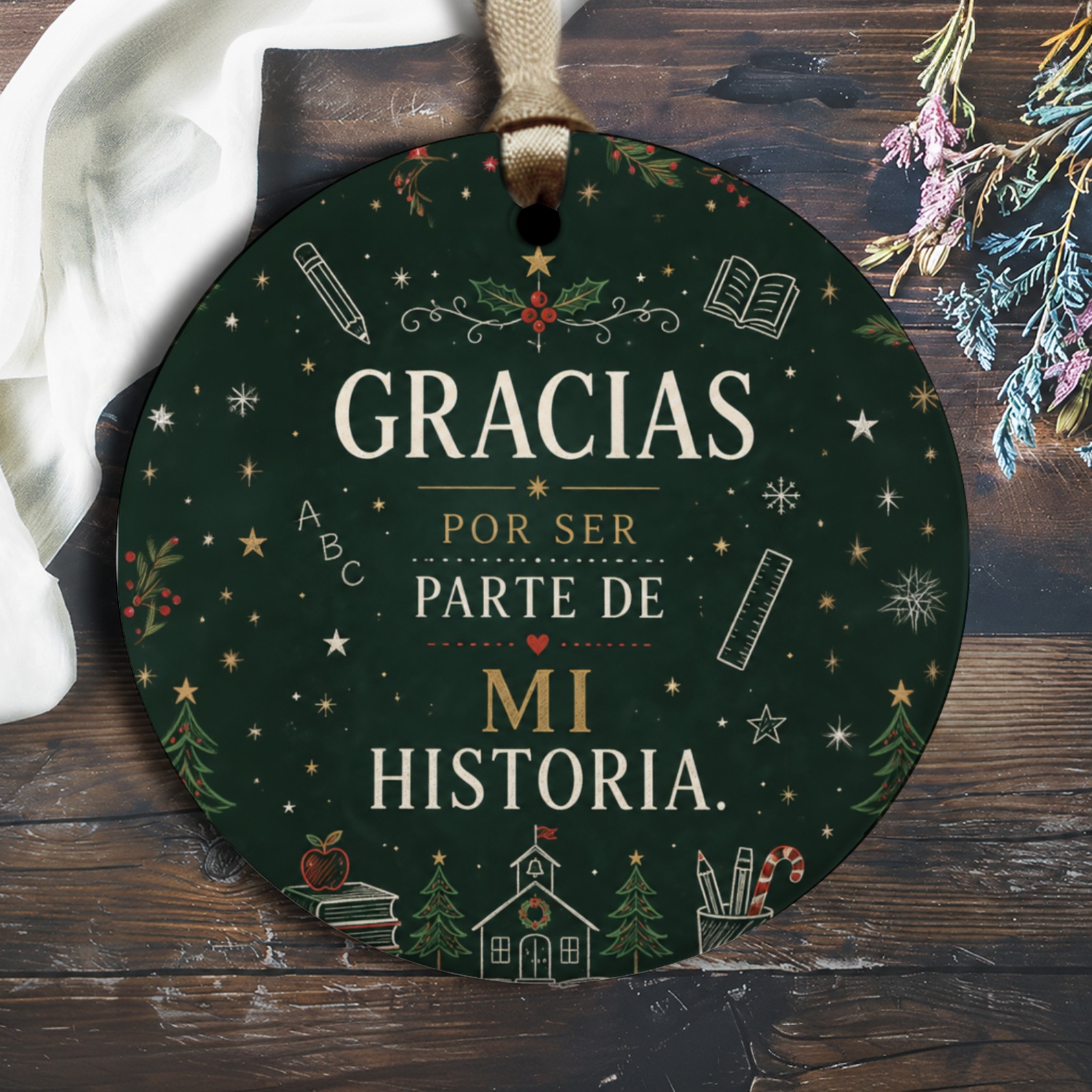 Gracias Por Ser Parte De Mi Historia Teacher Appreciation Ornament Festive Holiday Gift For Educator Christmas Decoration O2722