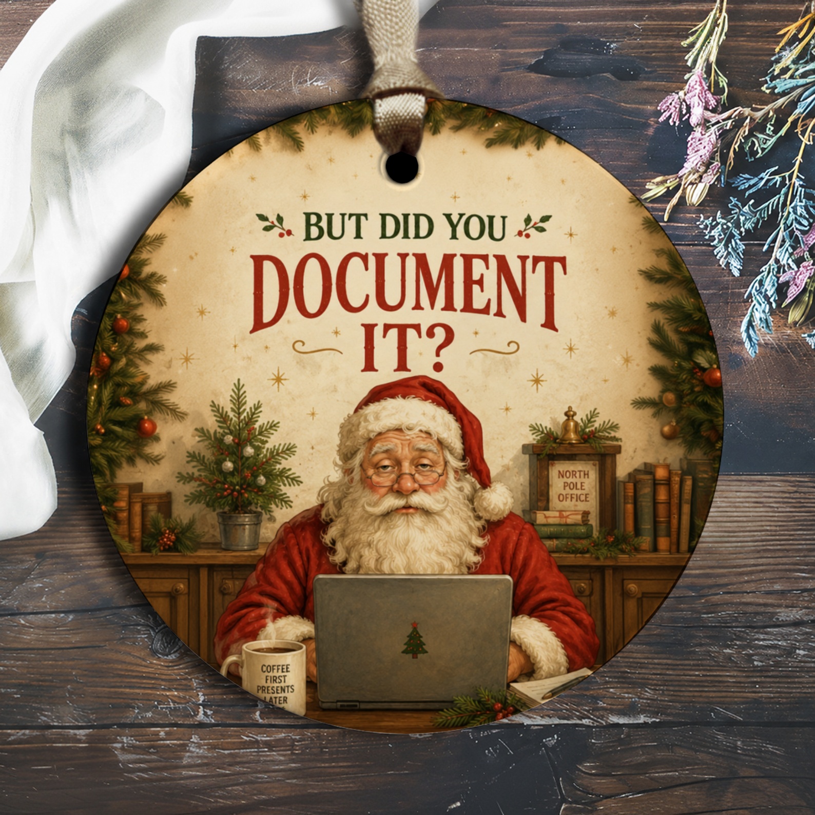 But Did You Document It? Funny Santa Ornament Christmas Decor Holiday Office Gift For Coworker Tree Decoration O2753