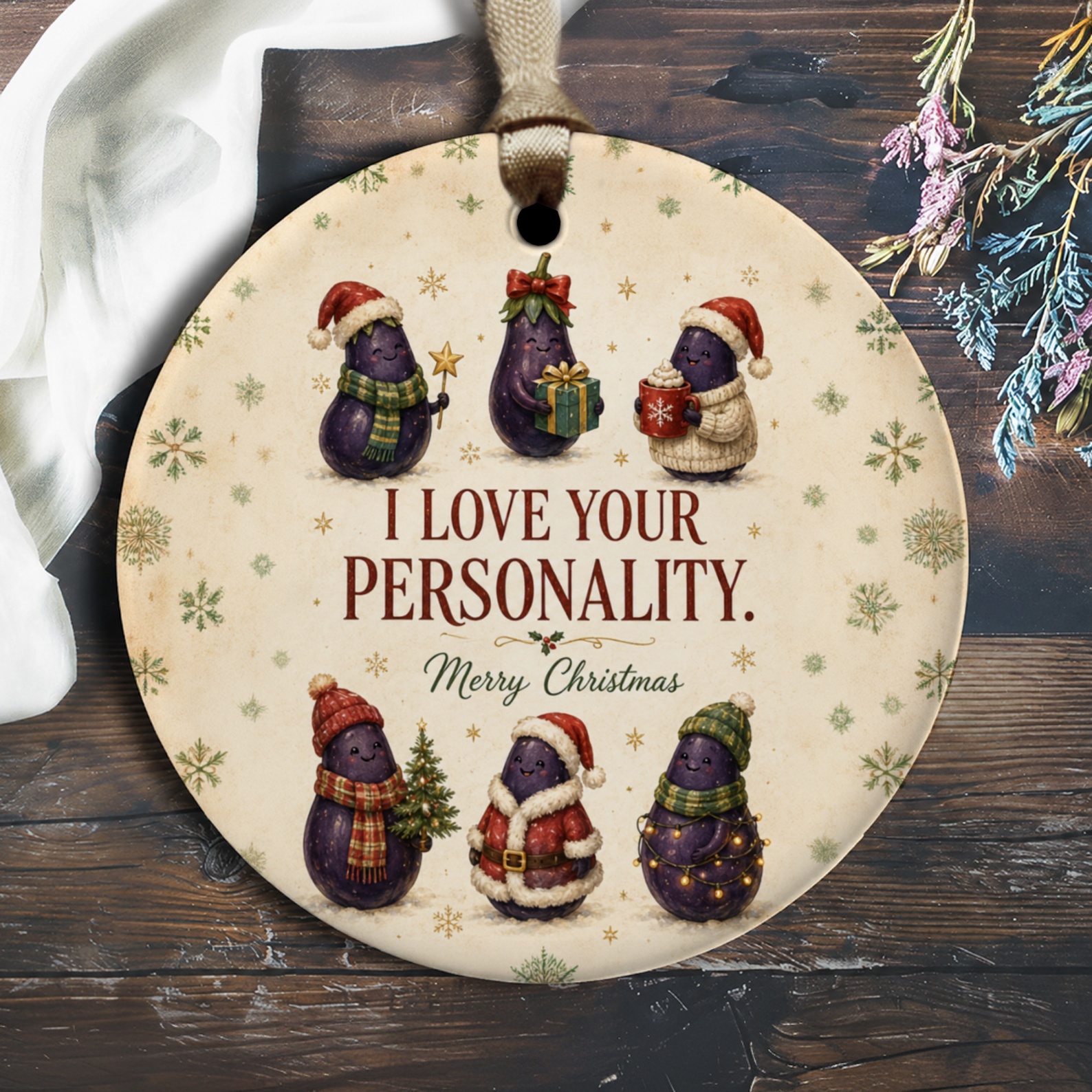 I Love Your Personality. Merry Christmas Ornament Cute Eggplant Christmas Decor Funny Holiday Gift Idea Festive Home Decoration O2757
