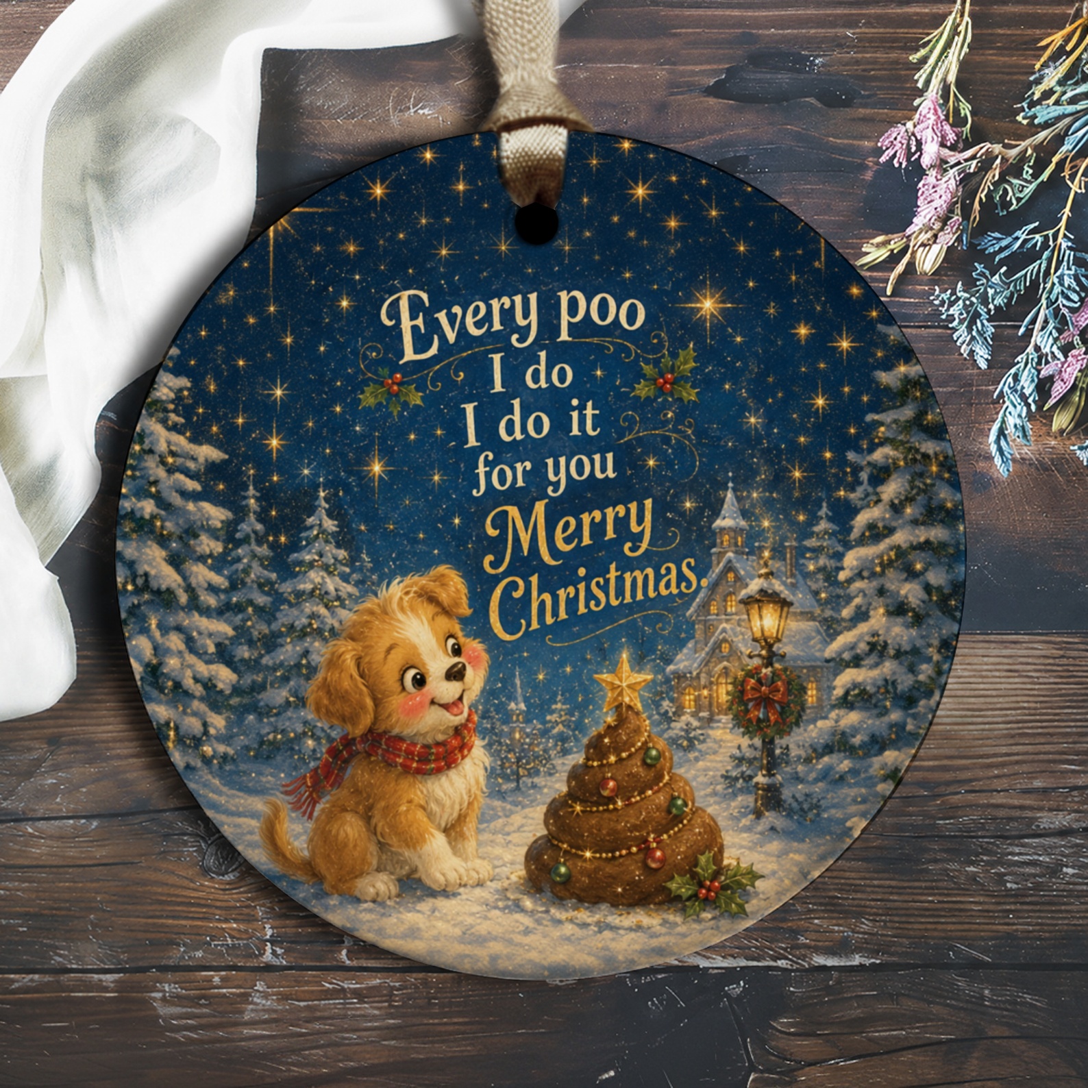 Every Poo I Do I Do It For You Merry Christmas Ornament Cute Dog Holiday Decor Funny Pet Lover Gift O2767