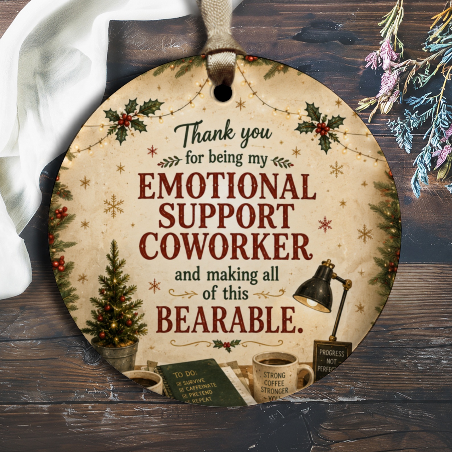 Thank You Emotional Support Coworker Ornament Festive Appreciation Gift Office Decor Christmas Holiday Decoration O2675