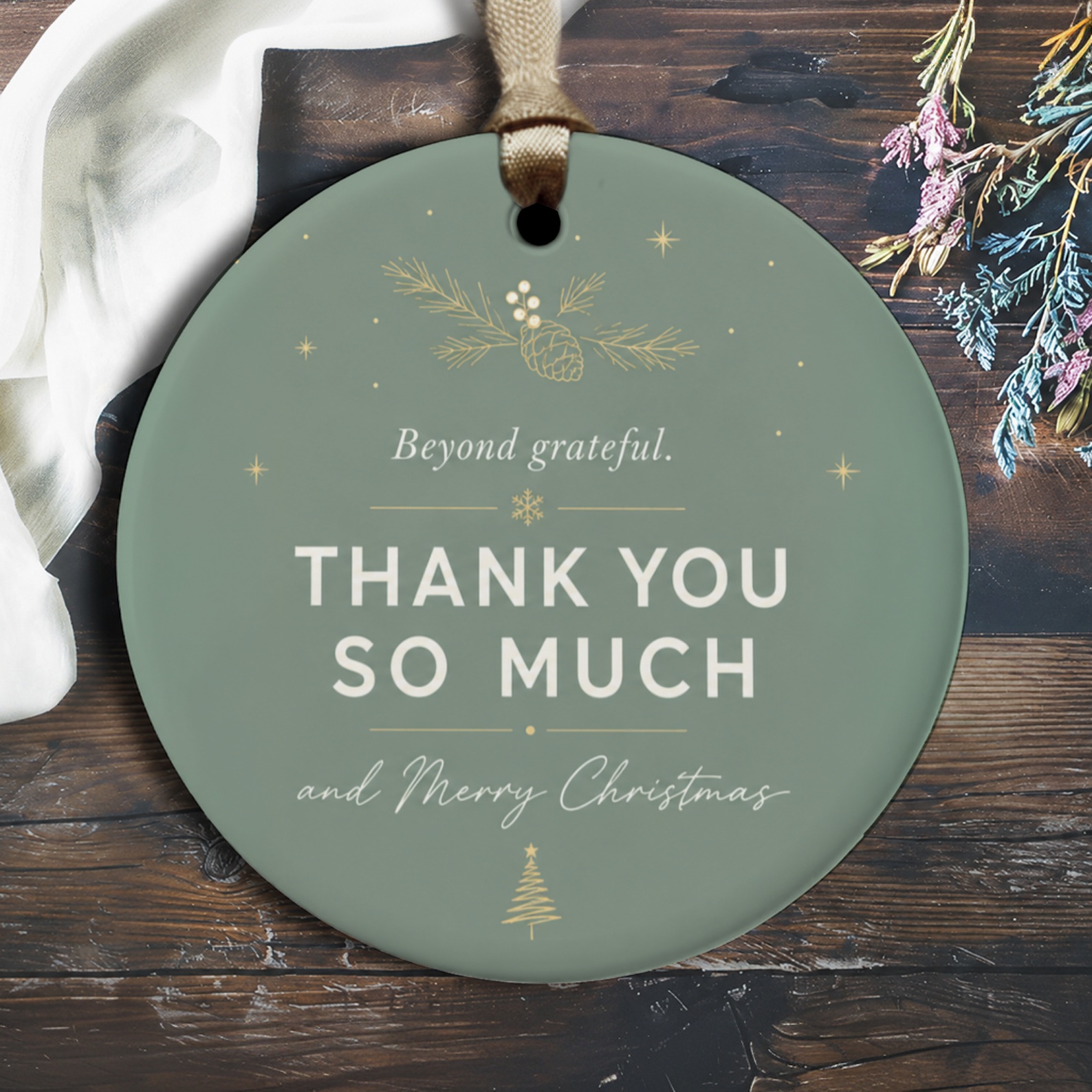 Beyond Grateful Thank You So Much Merry Christmas Ornament Holiday Appreciation Gift Winter Decor Festive Tree Decoration O2682
