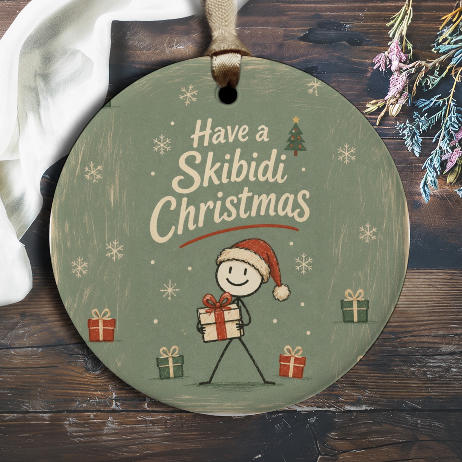 Have A Skibidi Christmas Ornament Cute Stick Figure Holiday Decor Festive Gift Idea Christmas Tree Decoration O2705