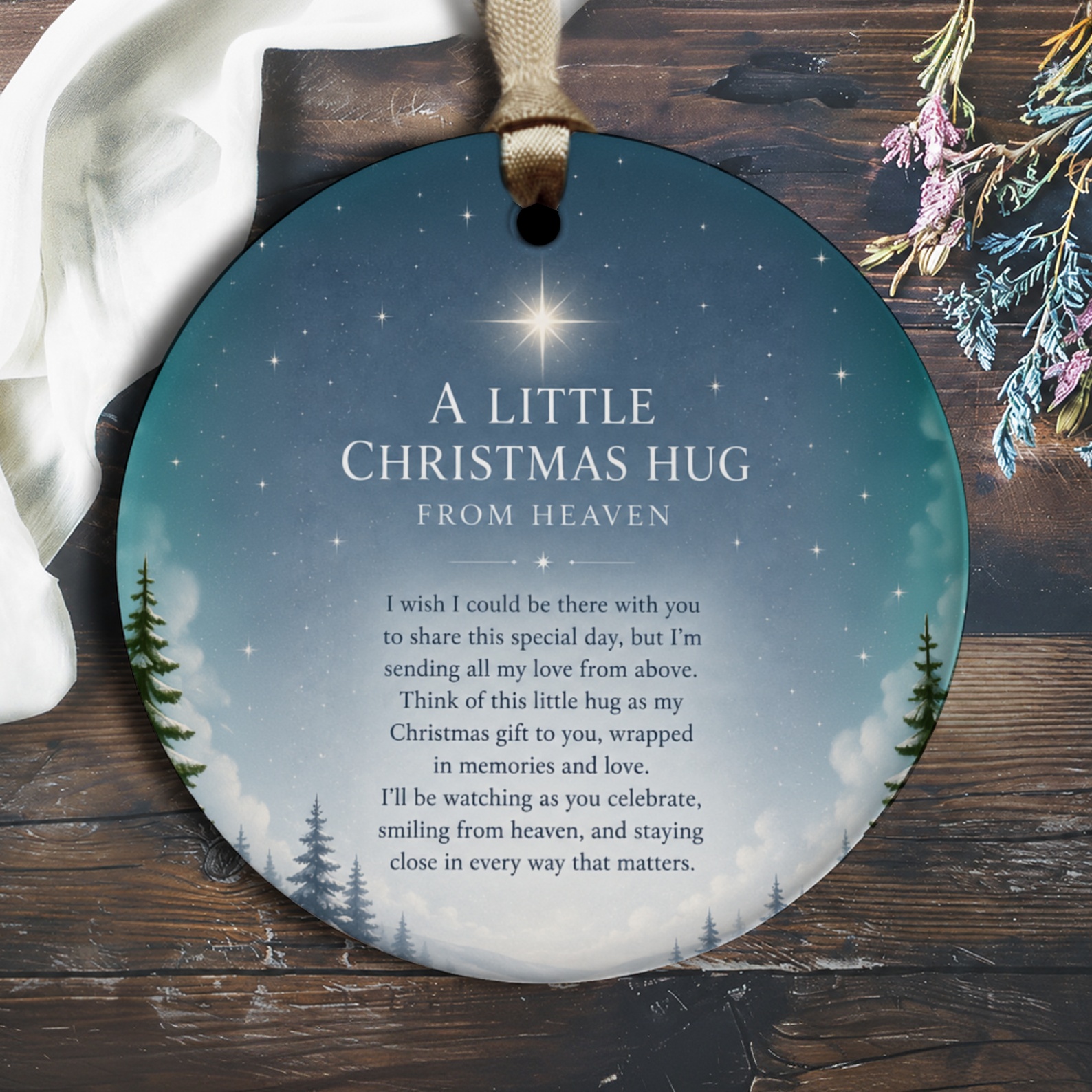 A Little Christmas Hug From Heaven Memorial Ornament Starry Night Sky Christmas Keepsake Gift Remembrance Holiday Decor O2707