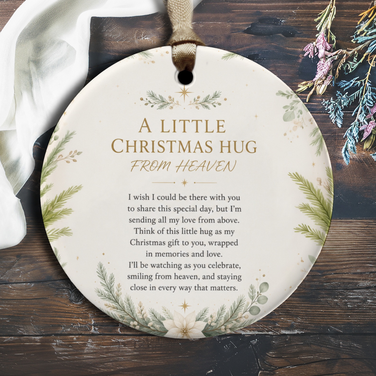 A Little Christmas Hug From Heaven Ornament Memorial Christmas Ornament Sentimental Holiday Decor Remembrance Gift O2708