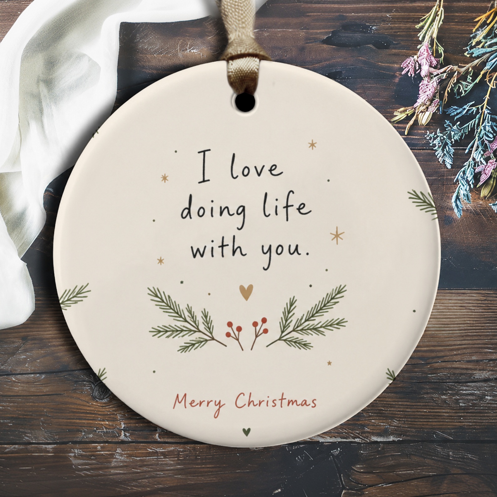 I Love Doing Life With You Merry Christmas Ornament Romantic Holiday Decor Couple Gift Cute Festive Decoration O2718