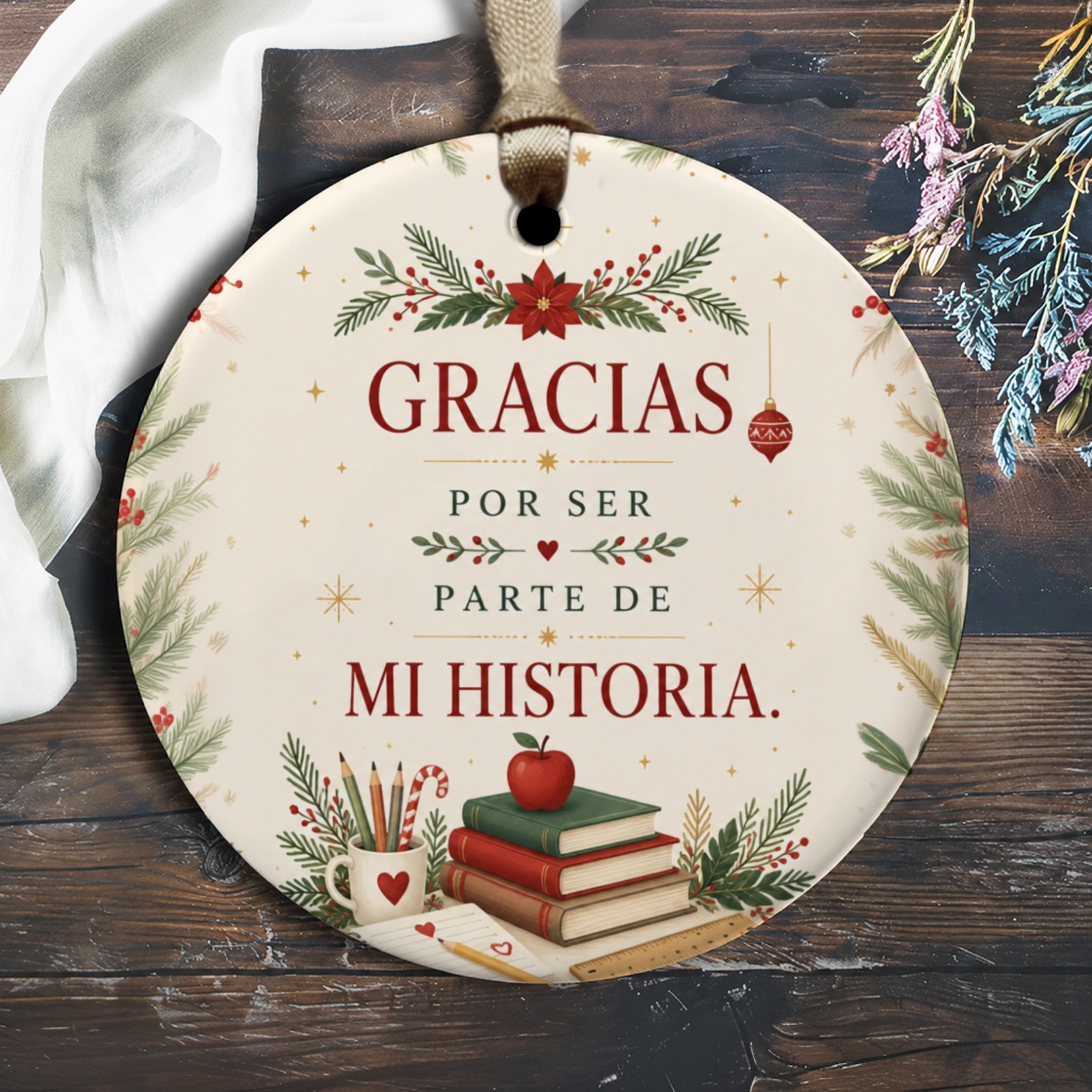 Gracias Por Ser Parte De Mi Historia Christmas Ornament Festive Holiday Decor Teacher Appreciation Gift O2723