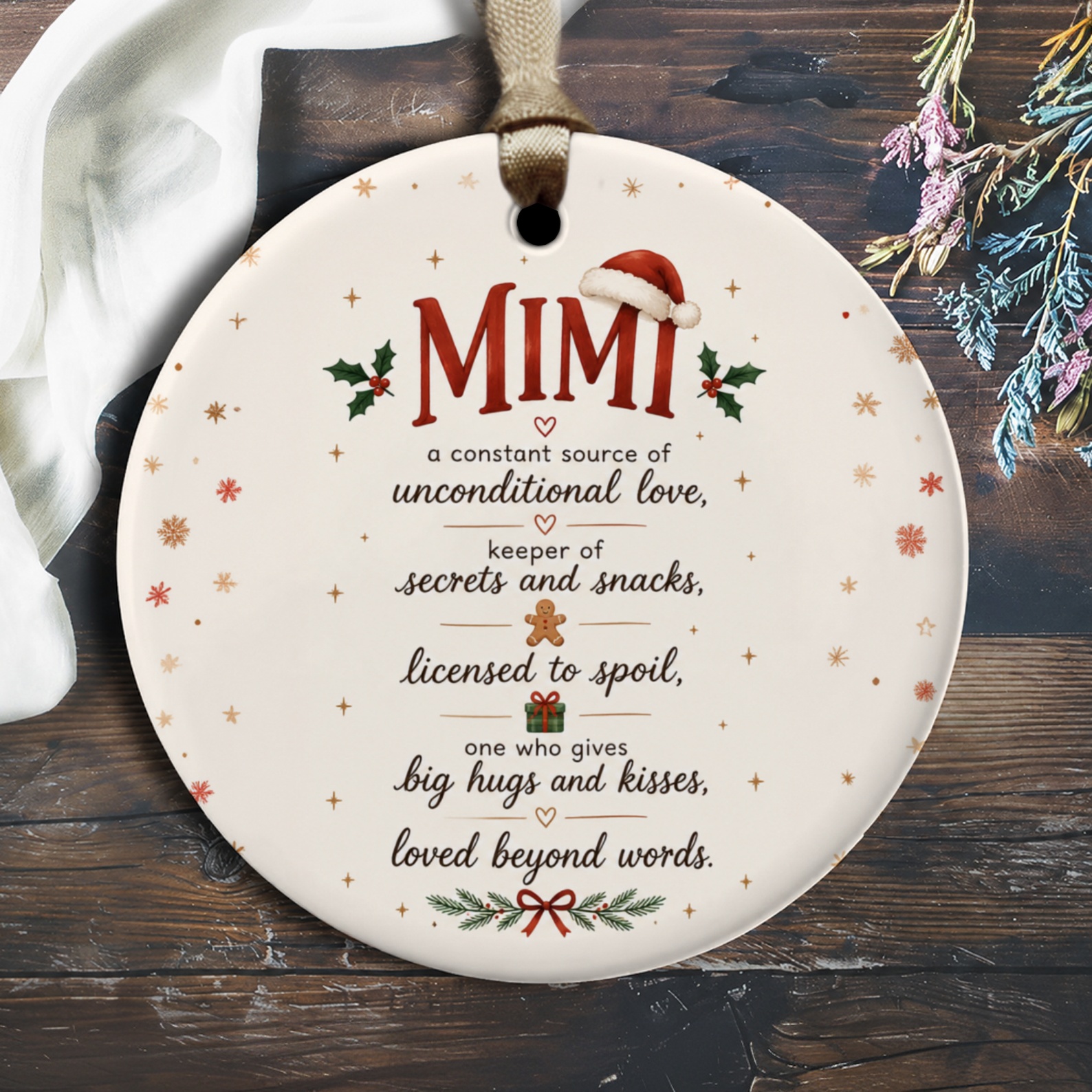 Mimi Christmas Ornament Unconditional Love Holiday Decor Gift For Grandma Mimi Keepsake Festive Decoration O2739