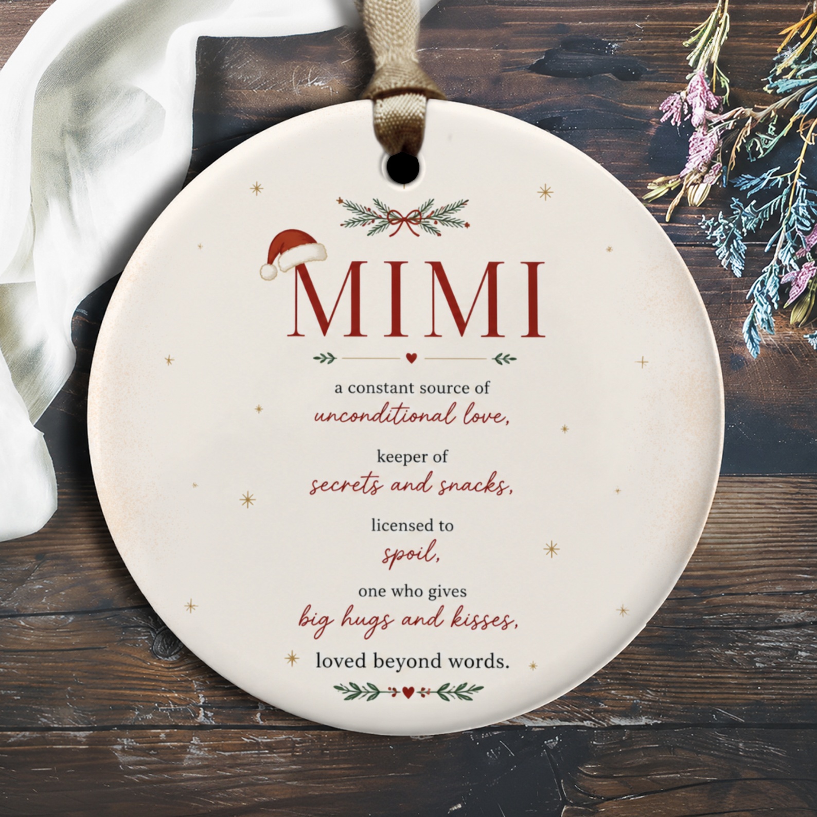 Mimi Christmas Ornament Unconditional Love Keepsake Holiday Decor Gift For Grandma Sentimental Family Ornament O2741