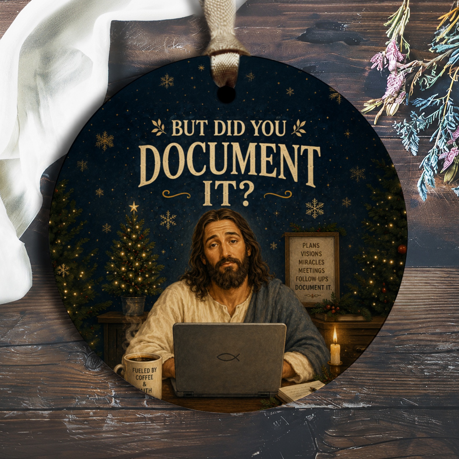 But Did You Document It? Funny Christmas Ornament Religious Holiday Decor Gift For Him Office Desk Decoration O2748