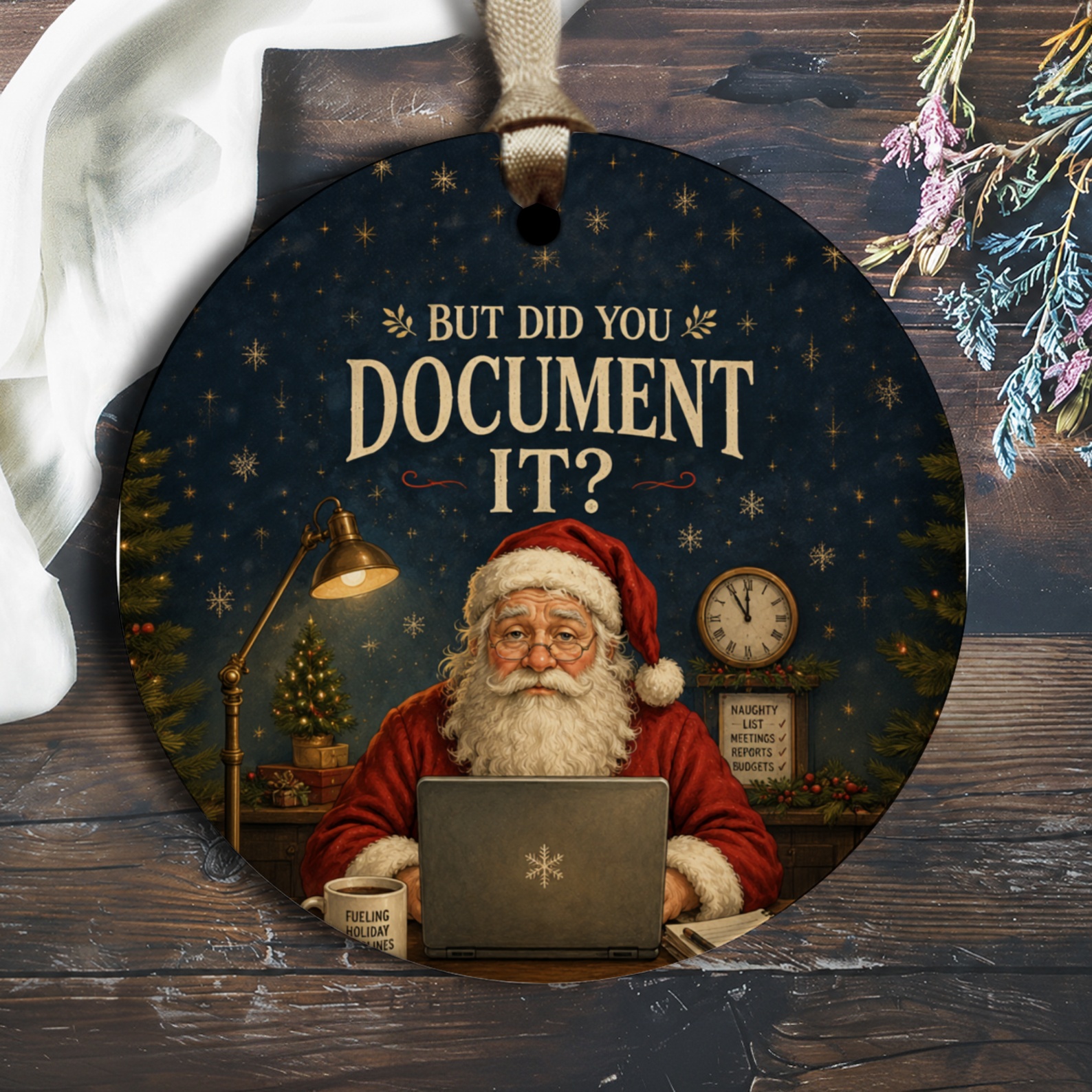 But Did You Document It? Funny Santa Christmas Ornament Holiday Decor Office Gift For Coworker Festive Tree Decoration O2752