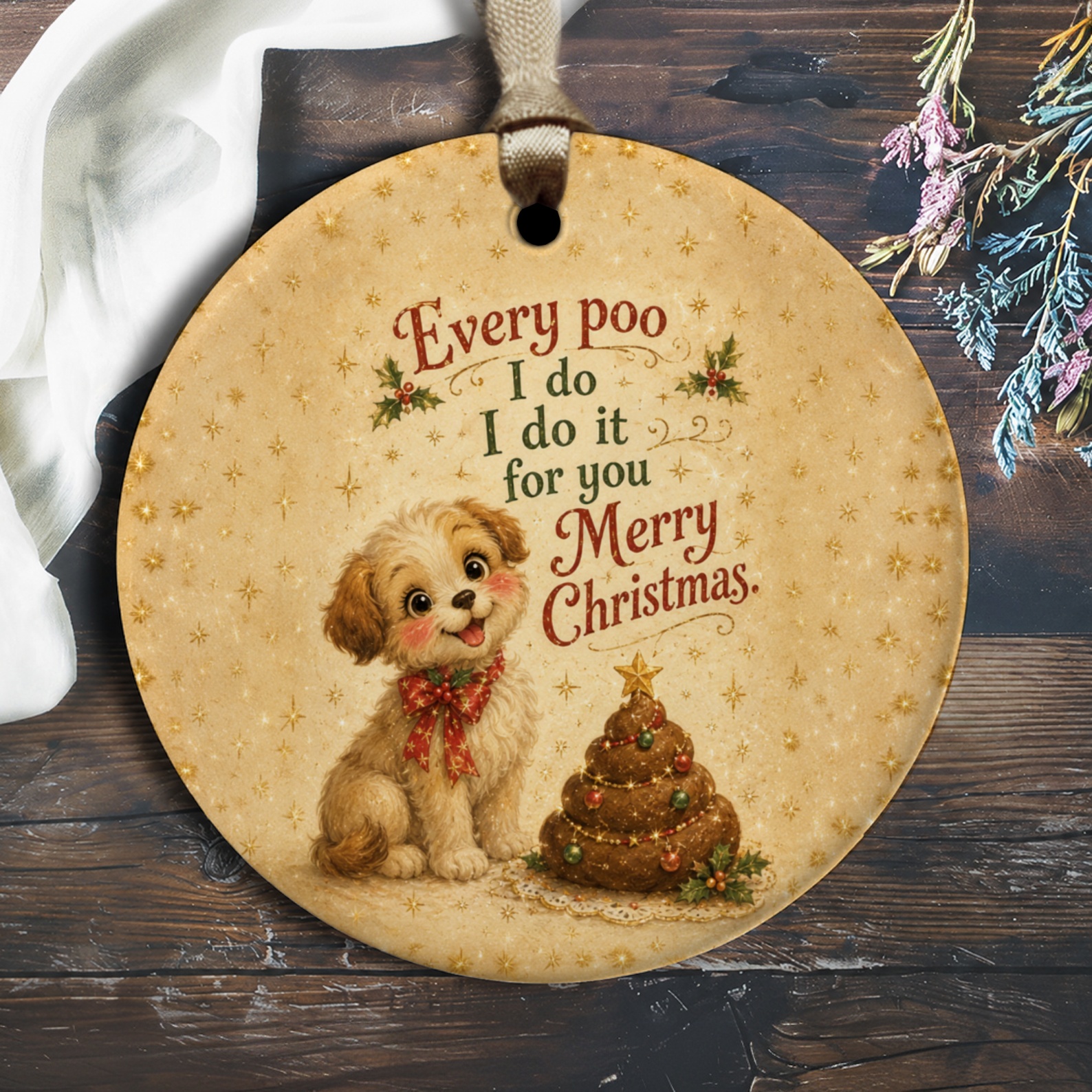 Every Poo I Do I Do It For You Merry Christmas Ornament Cute Dog Holiday Decor Funny Xmas Gift O2768