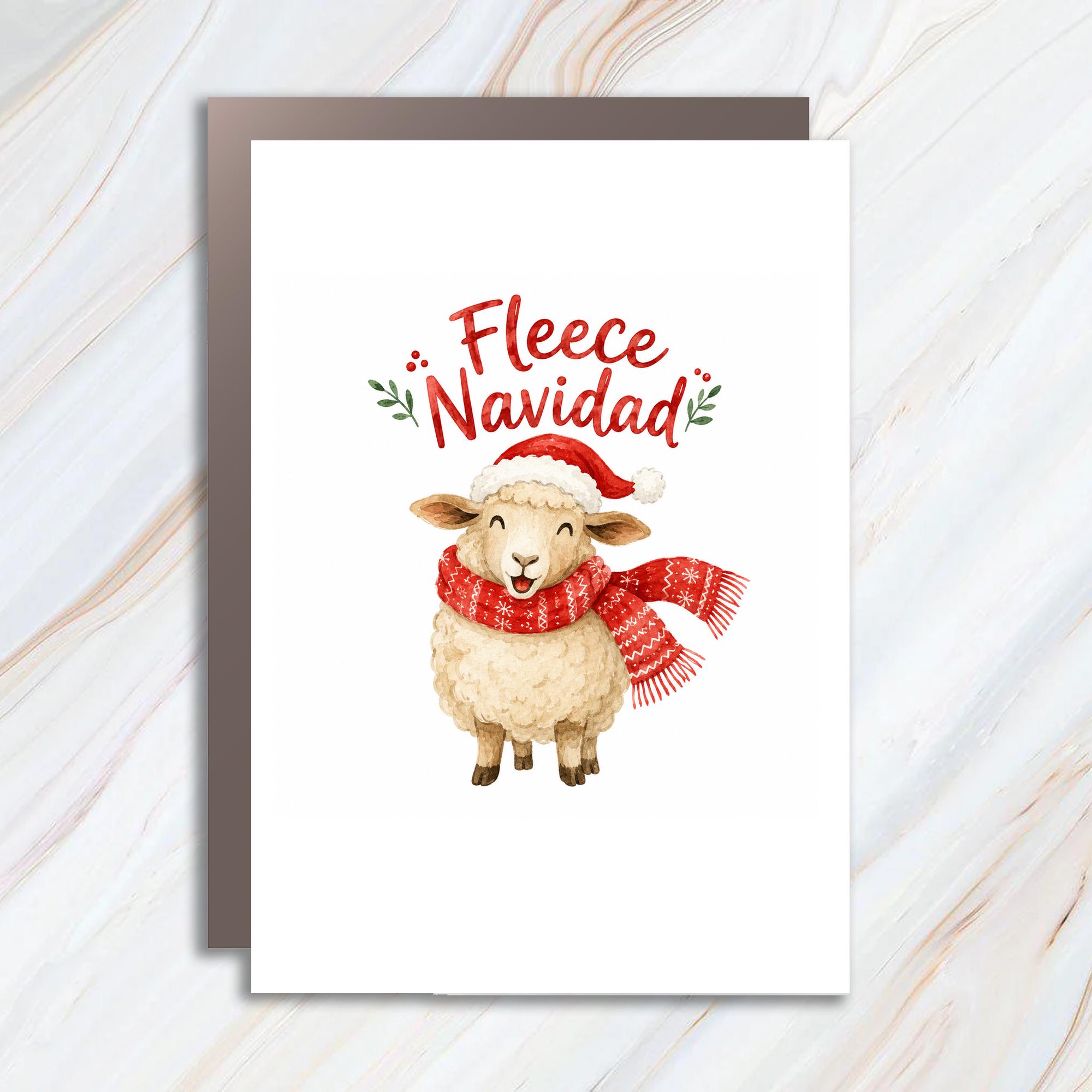 Fleece Navidad Funny Christmas Card Cute Sheep Holiday Greeting Card For Animal Lovers Festive Xmas Card C1714