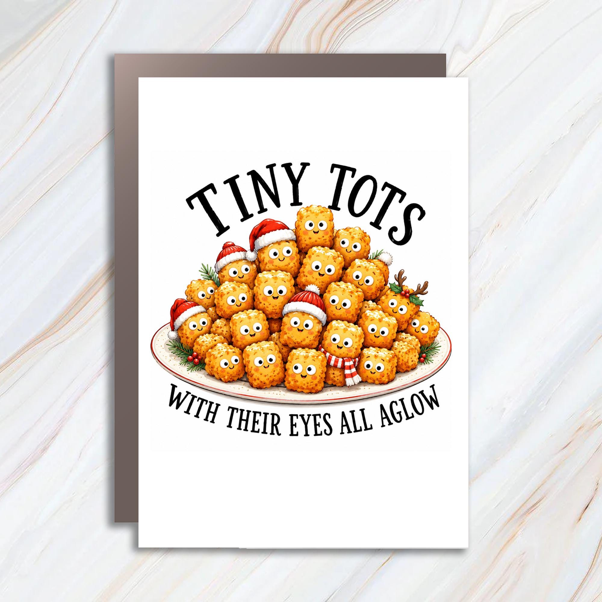 Tiny Tots With Their Eyes All Aglow Funny Christmas Card Cute Holiday Greeting Card For Friends Family Festive Santa Hat C1736