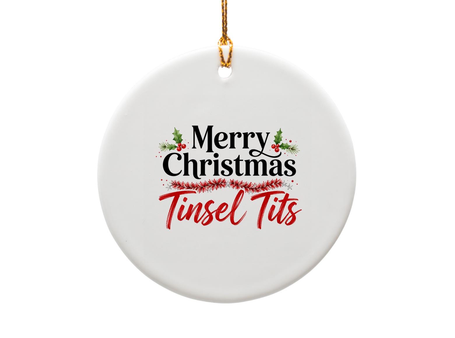 Merry Christmas Tinsel Tits Funny Ornament Sarcastic Holiday Decor Adult Christmas Tree Decoration O1715