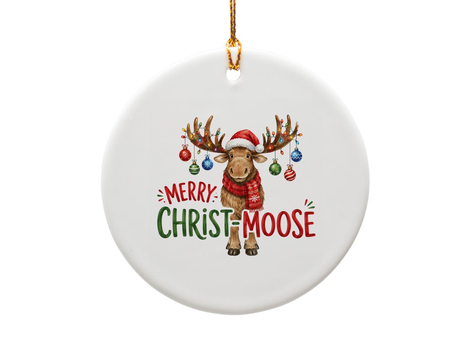 Merry Christ-Moose Funny Christmas Ornament Cute Moose Holiday Decor Festive Tree Decoration Gift For Animal Lovers O1723