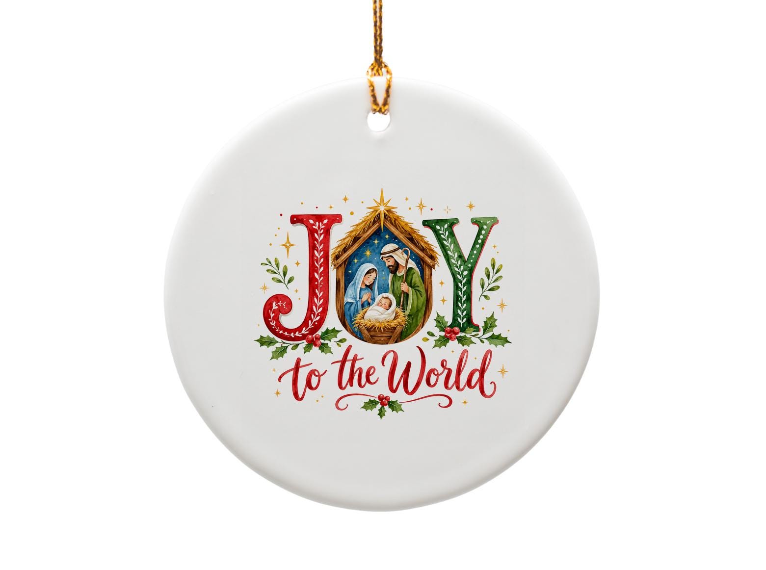 Joy To The World Christmas Ornament Nativity Scene Holiday Decor Religious Gift Christian Home Decoration O1728