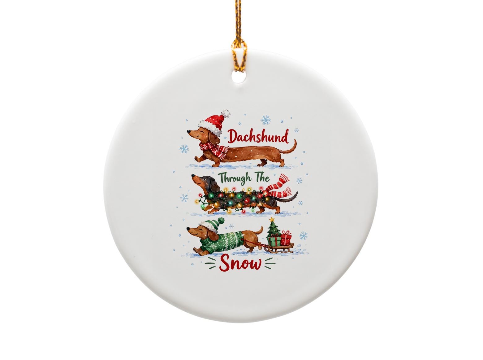 Dachshund Through The Snow Christmas Ornament Cute Dog Holiday Decor Festive Pet Lover Gift Winter Decoration O1732