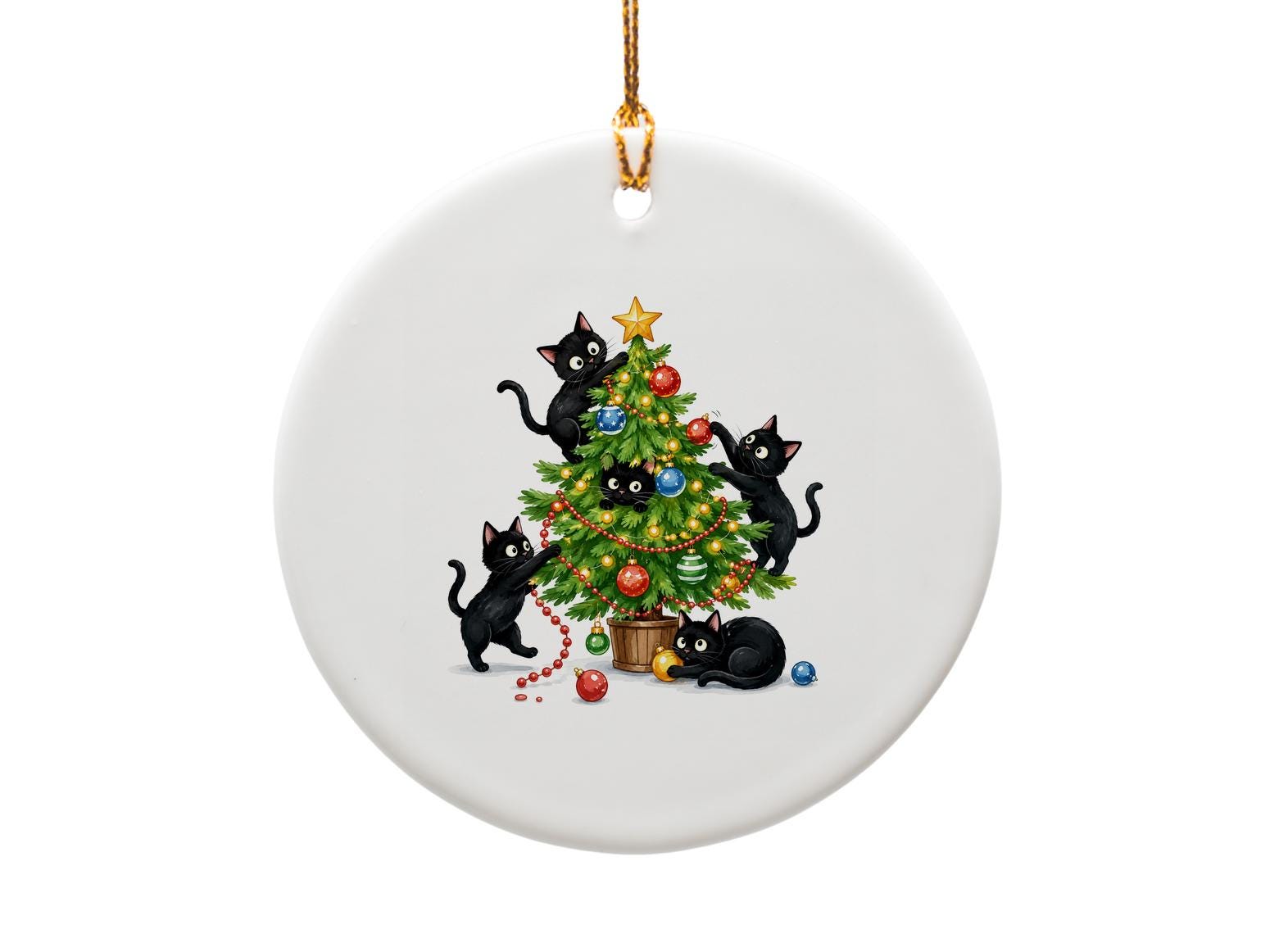 Cat Christmas Ornament Cute Holiday Decor Black Cats Decorating Tree Festive Ornament For Cat Lovers Christmas Tree Decoration O1744