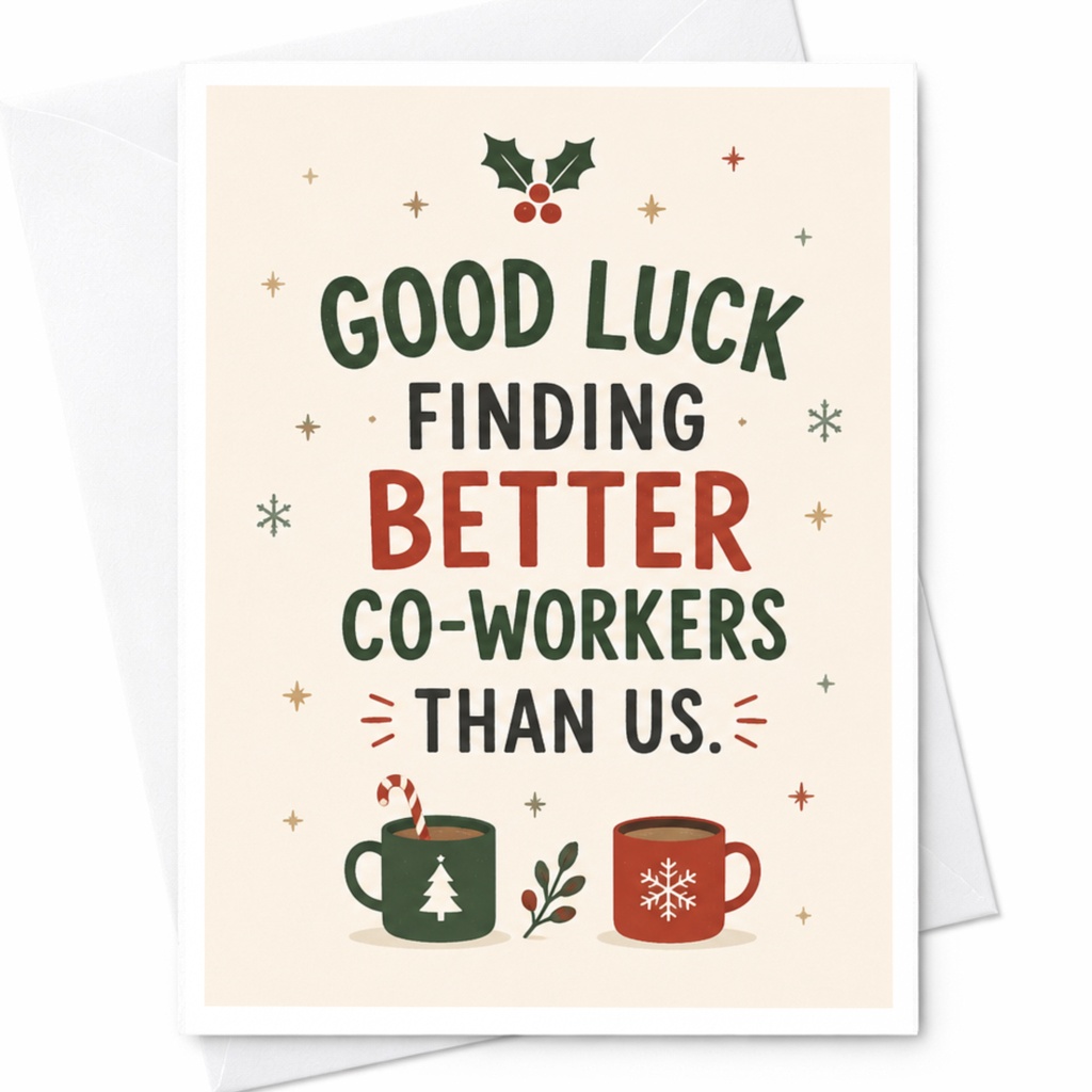 Good Luck Finding Better Co-Workers Than Us Farewell Card Funny Goodbye Card For Colleague Office Holiday Card C7055