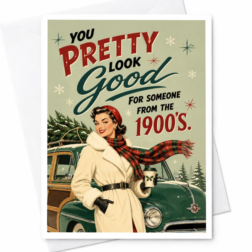 You Pretty Look Good For Someone From The 1900's Funny Greeting Card Vintage Style Retro Birthday Card For Friend C7080